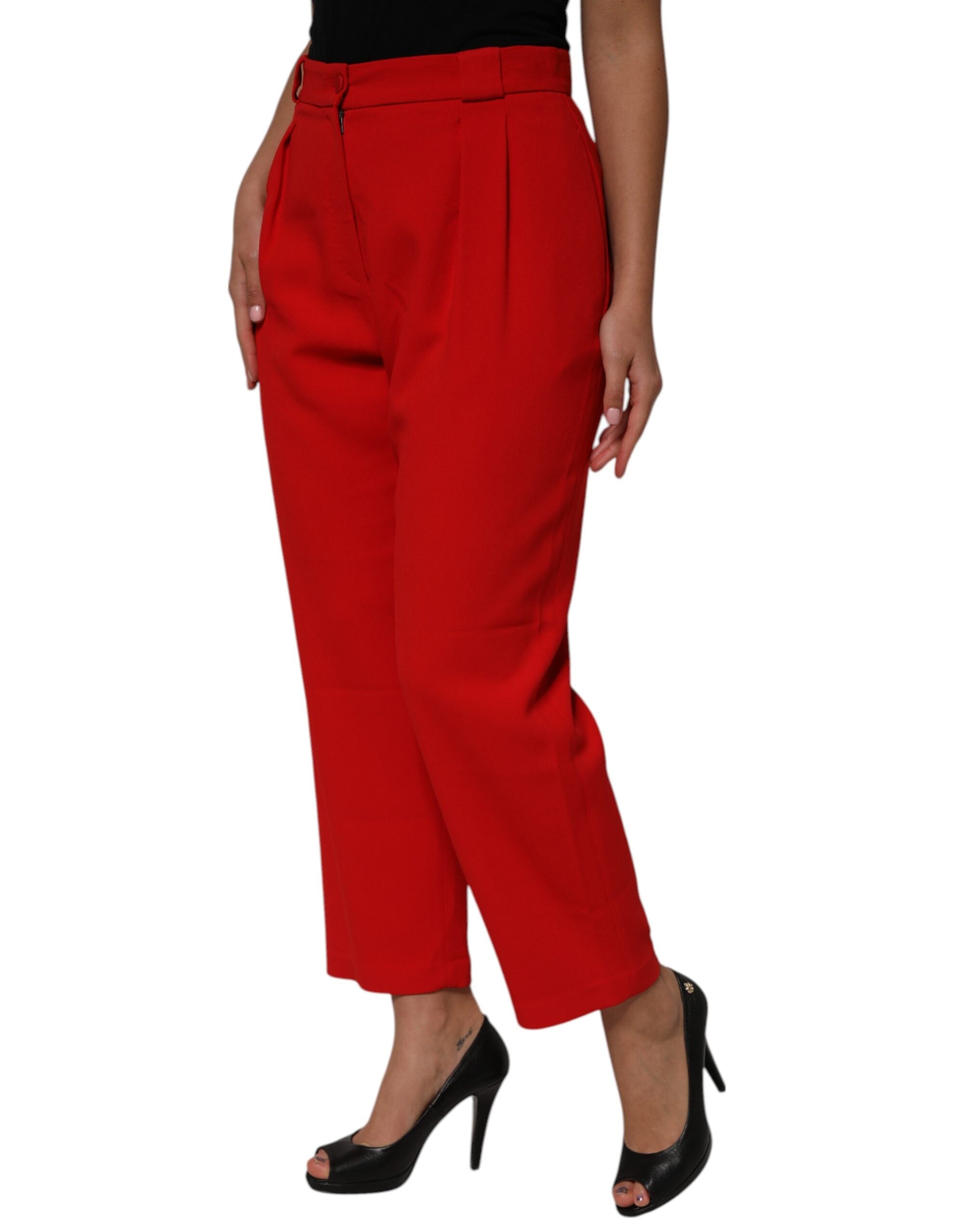 Red HighWaist Straight Women Trouser Pants - ventzia