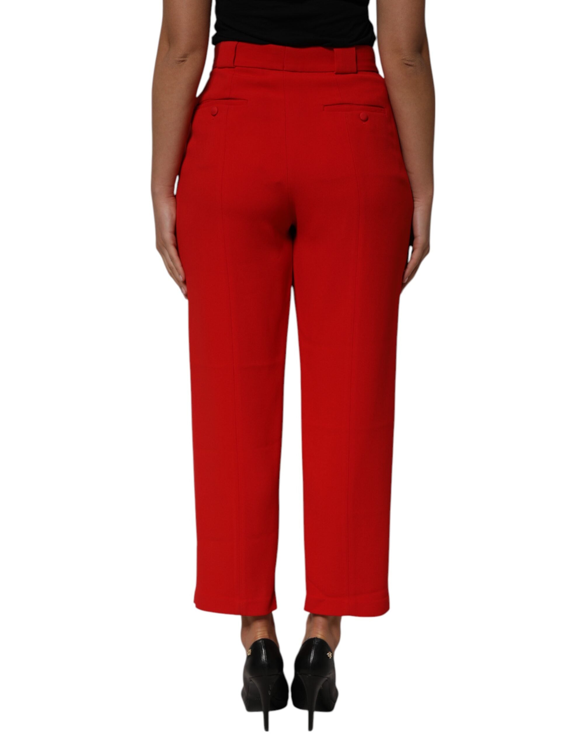 Red HighWaist Straight Women Trouser Pants - ventzia