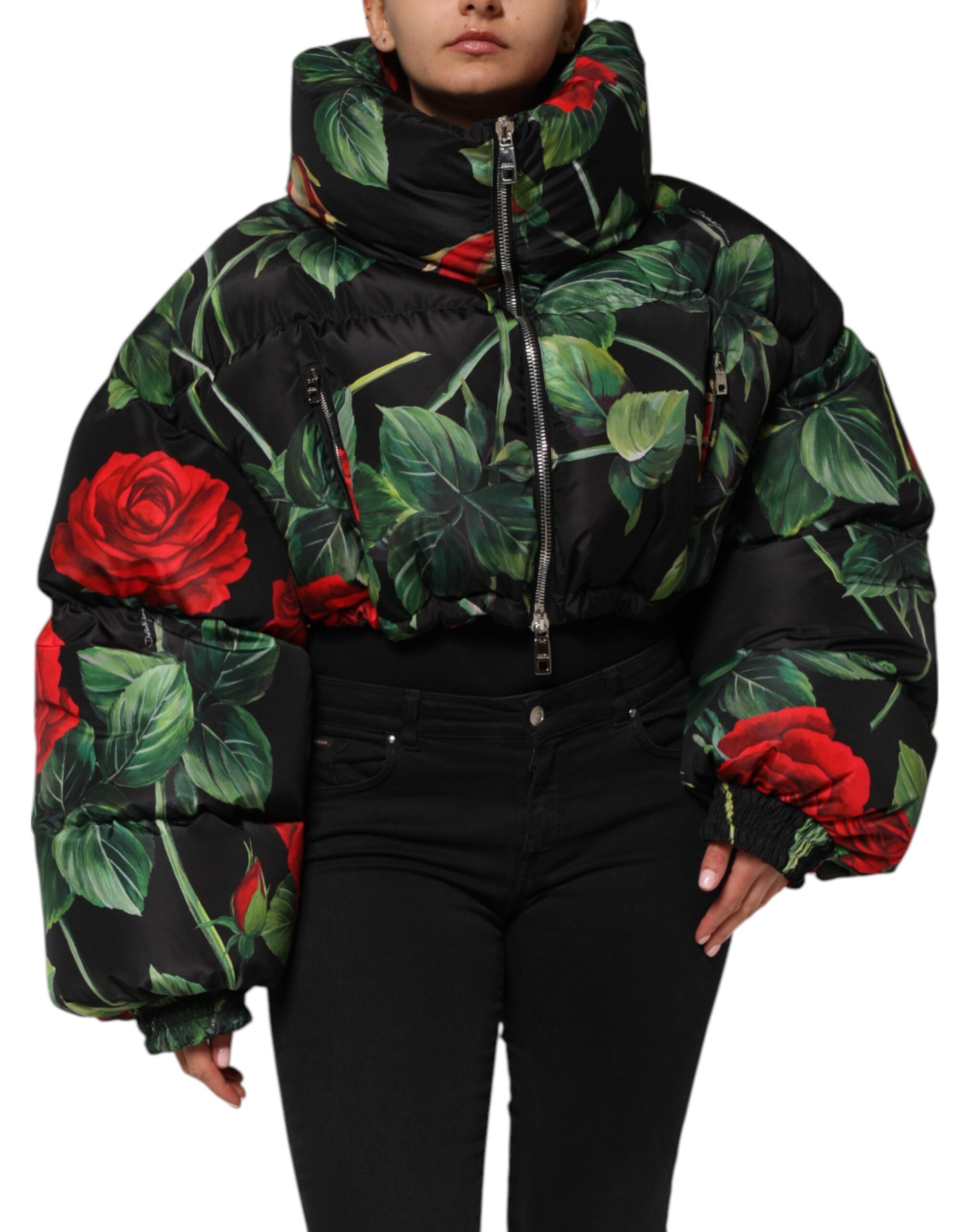 Multicolor Floral Puffer Coat Full Zip Jacket - ventzia
