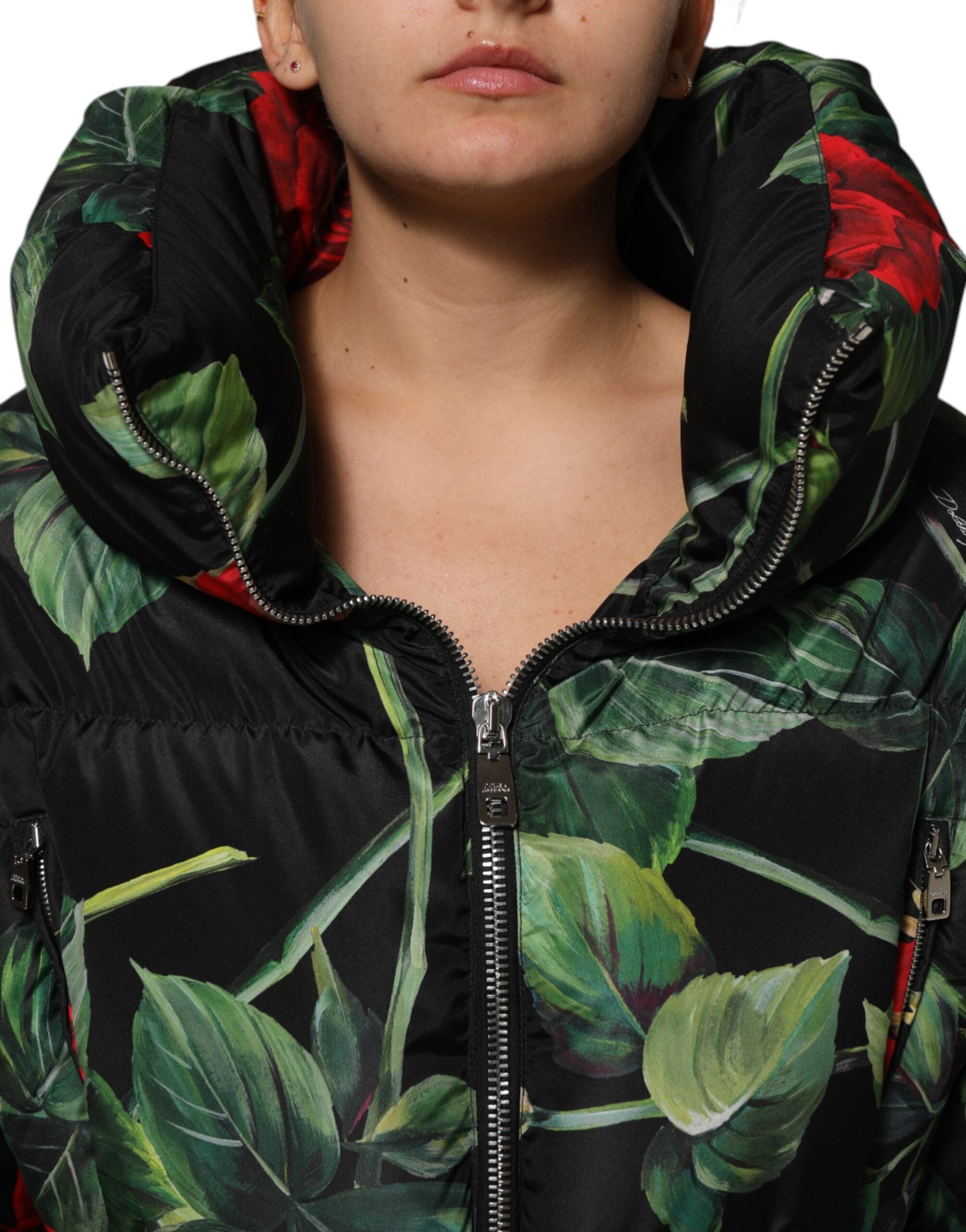 Multicolor Floral Puffer Coat Full Zip Jacket - ventzia