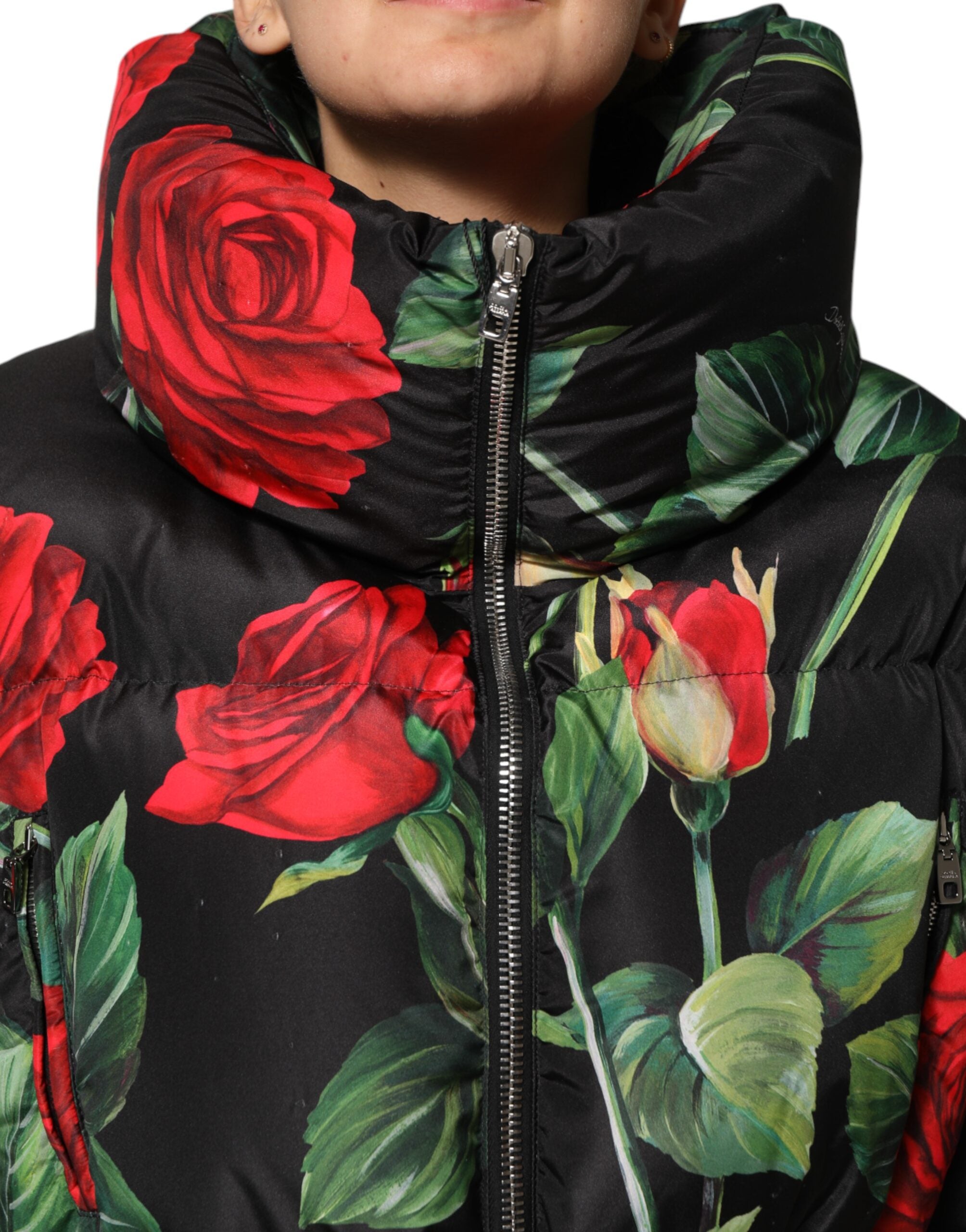 Multicolor Floral Puffer Coat Full Zip Jacket - ventzia