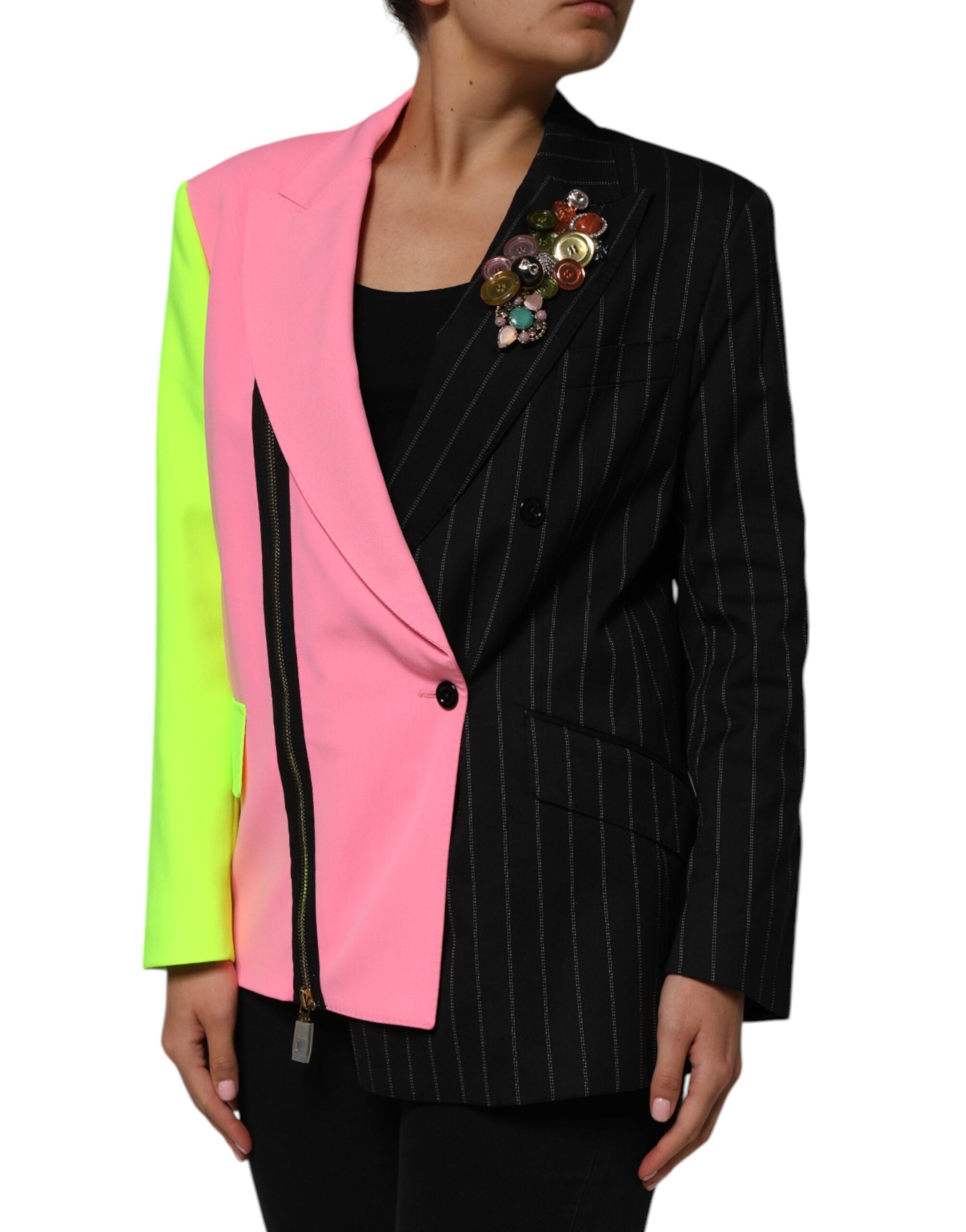 Multicolor Patchwork Embellished Coat Jacket - ventzia