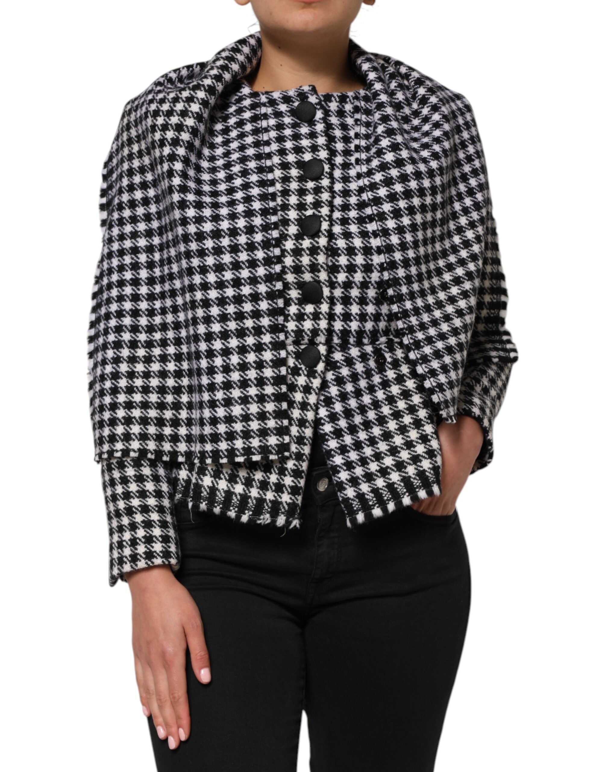 Multicolor Wool Monochrome Patterned Jacket - ventzia