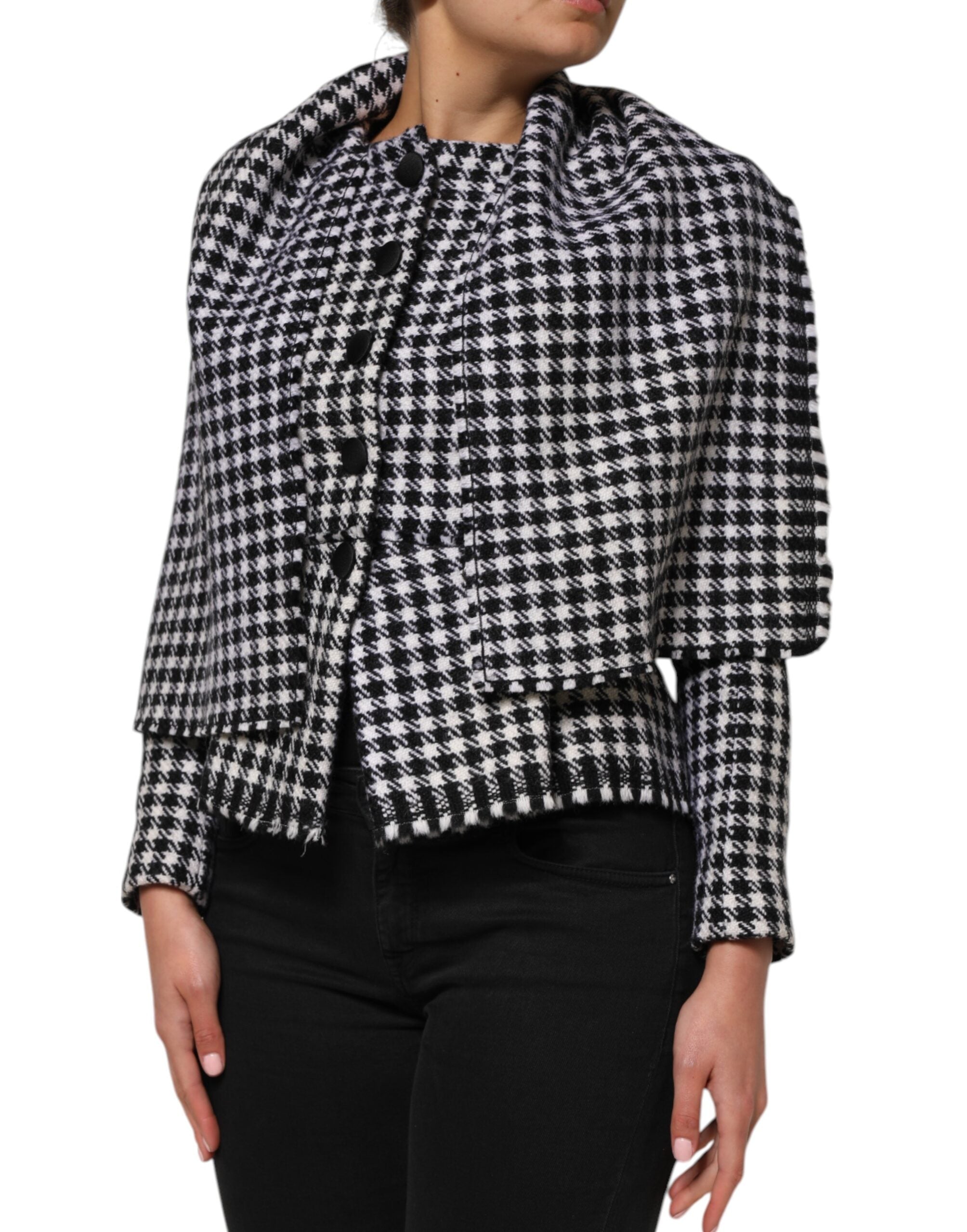Multicolor Wool Monochrome Patterned Jacket - ventzia