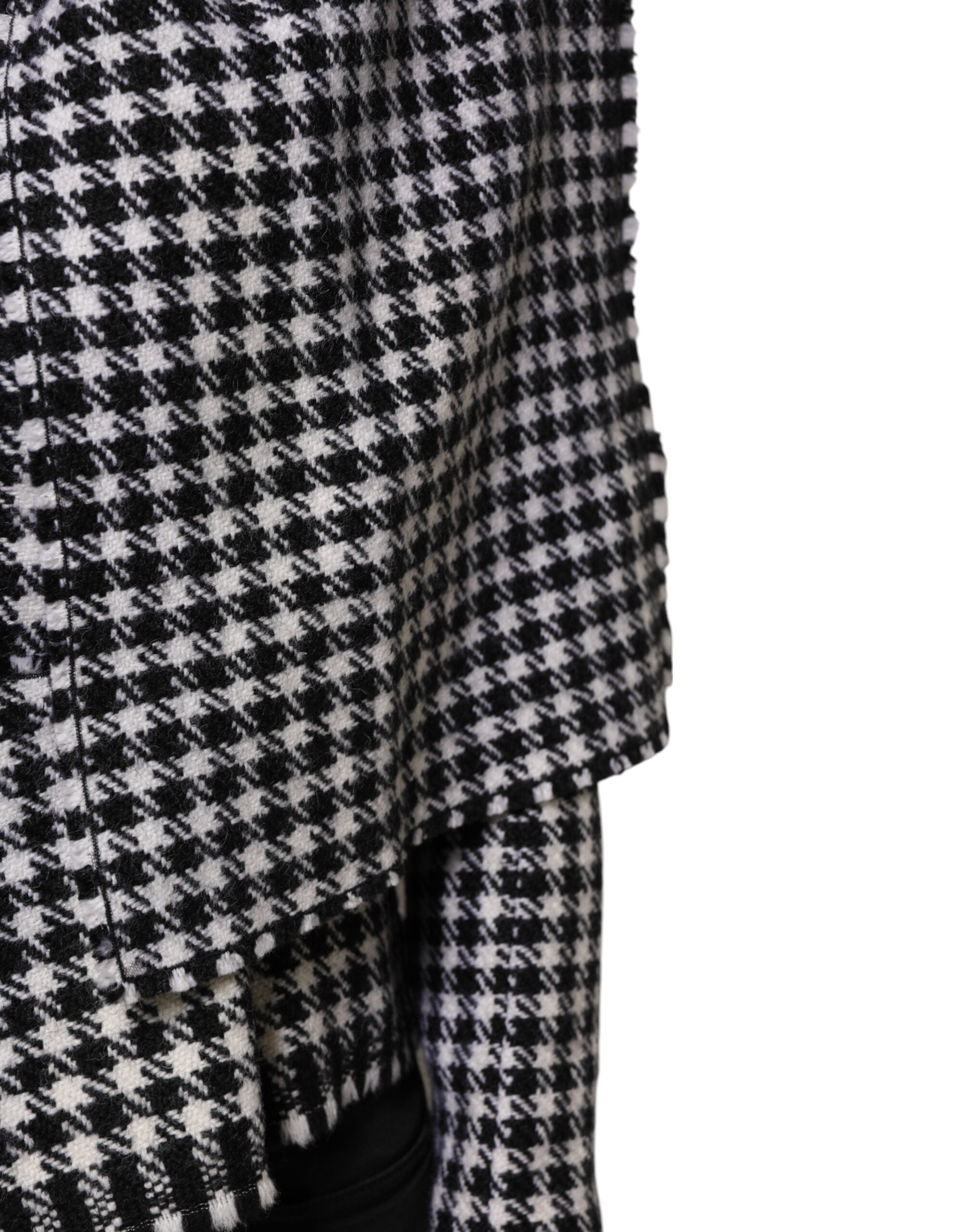 Multicolor Wool Monochrome Patterned Jacket - ventzia
