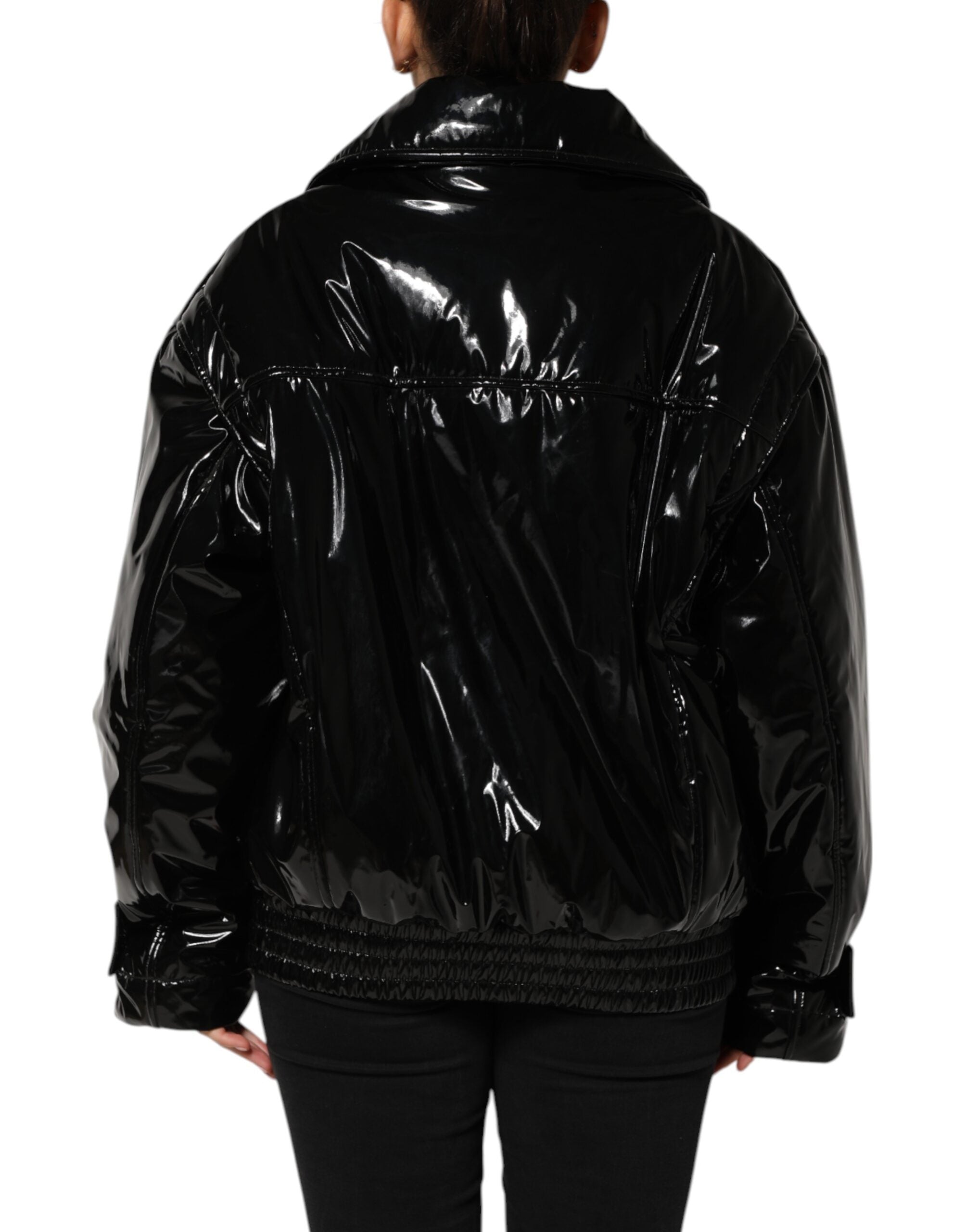Black Polyester Quilted Puffer Coat Jacket - ventzia