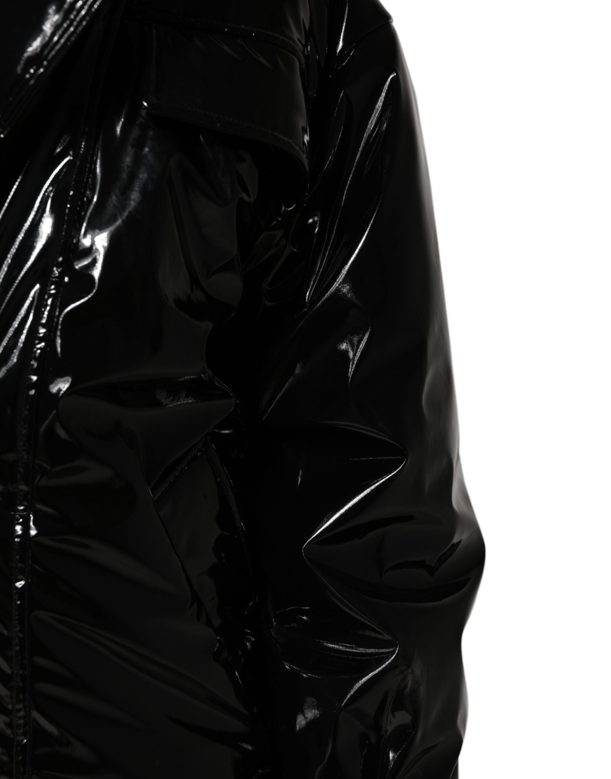 Black Polyester Quilted Puffer Coat Jacket - ventzia