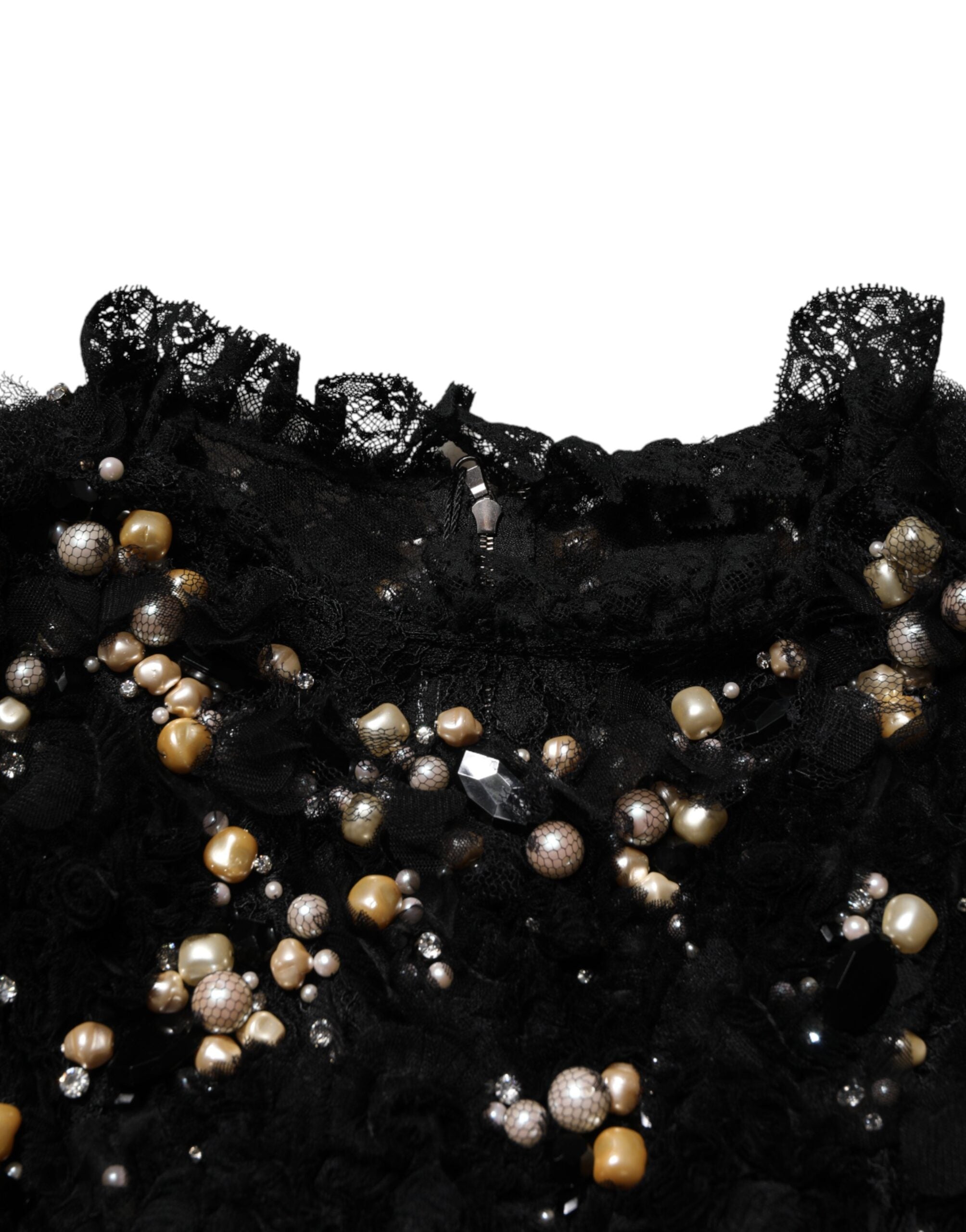 Black Viscose Pearl Embellishment Shift Dress - ventzia