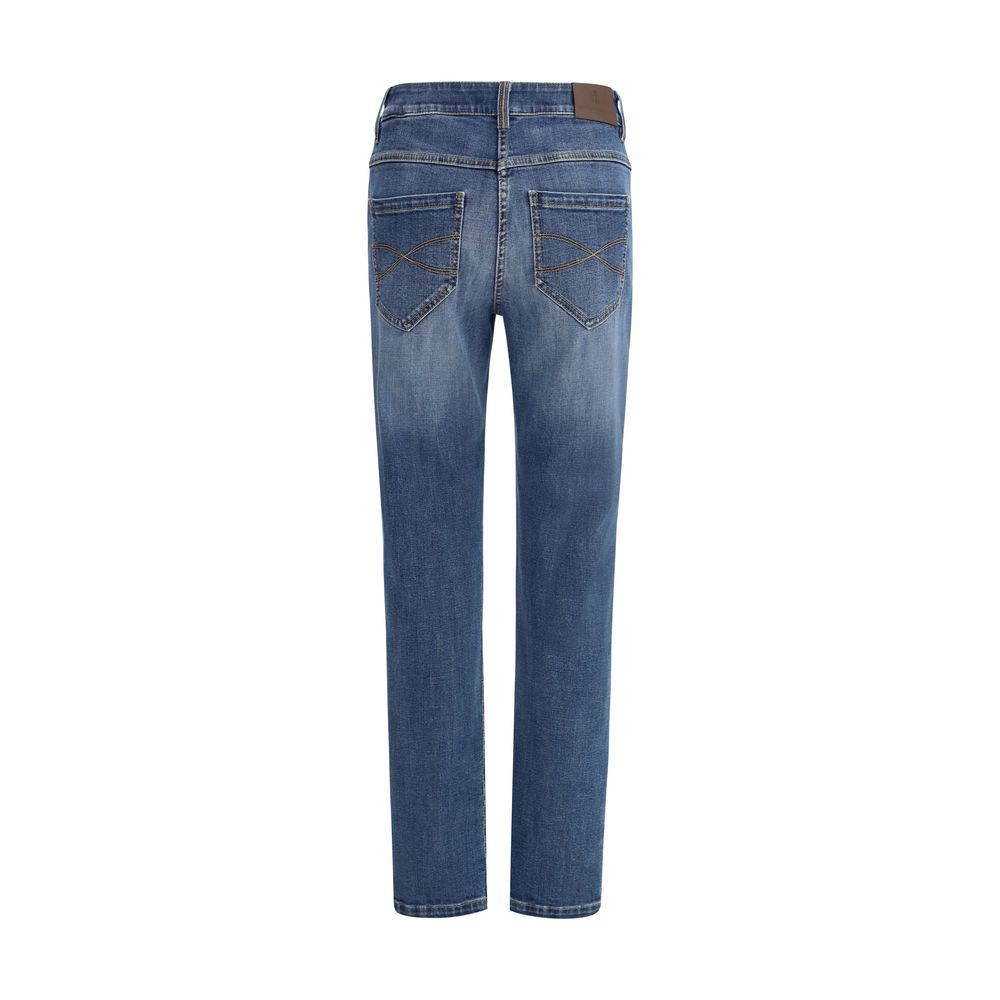 Blue Cotton Skinny Jeans - ventzia