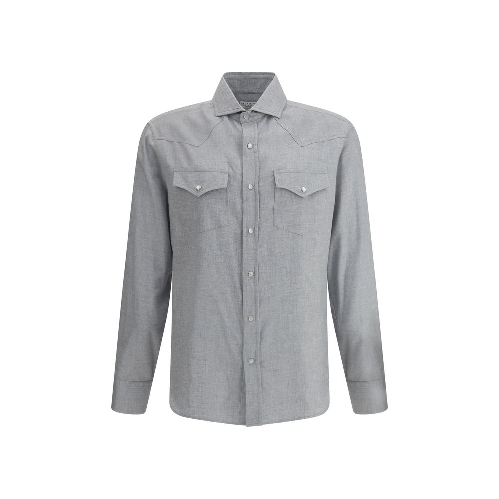 Gray Cotton Pattern Shirt - ventzia