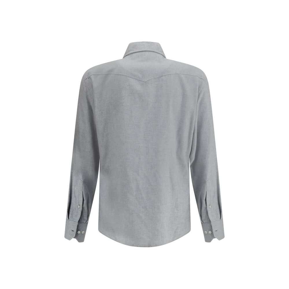 Gray Cotton Pattern Shirt - ventzia