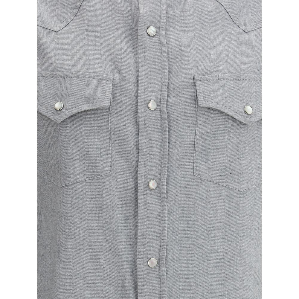 Gray Cotton Pattern Shirt - ventzia