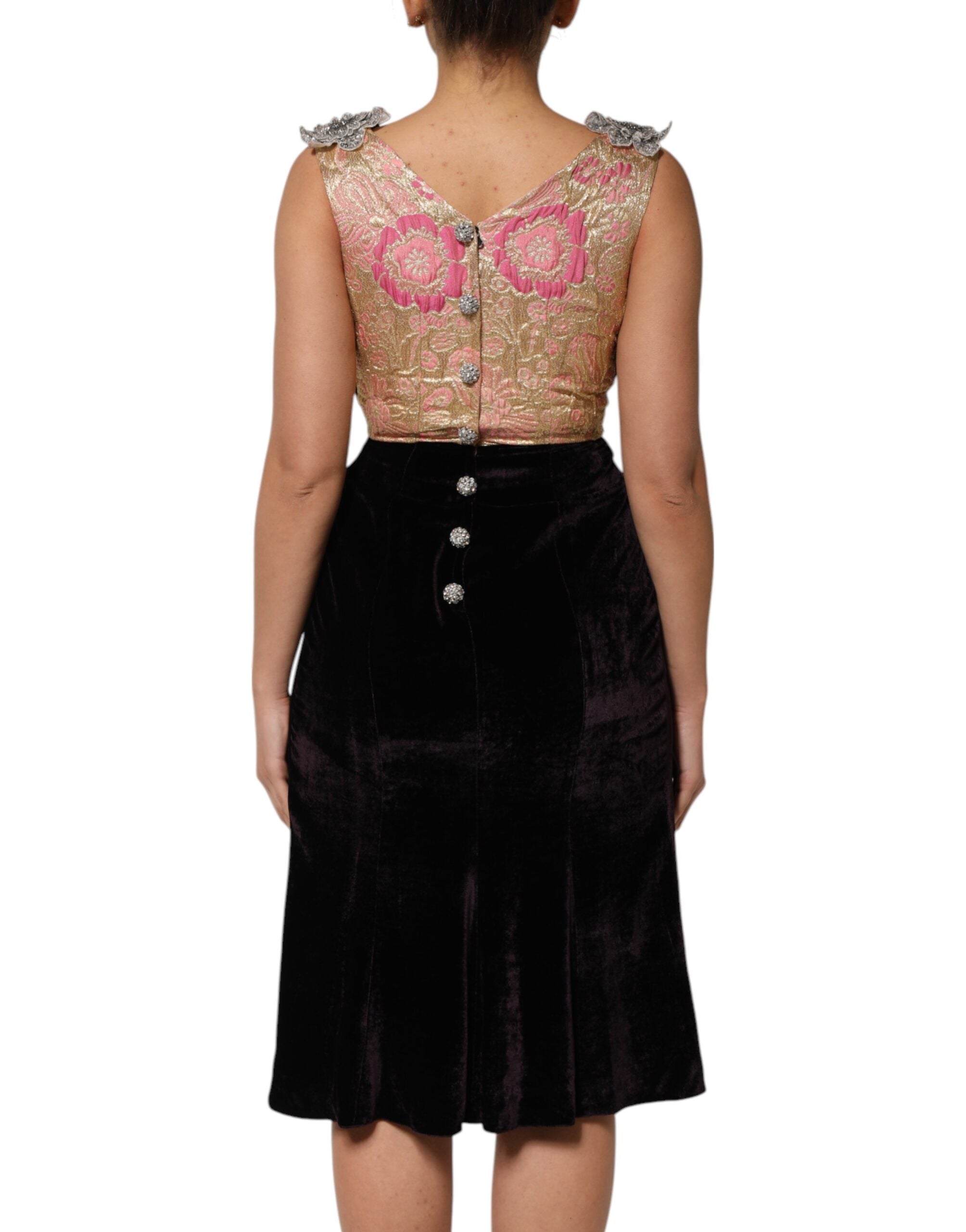 Black Velvet Flower Embellishment Aline Dress - ventzia