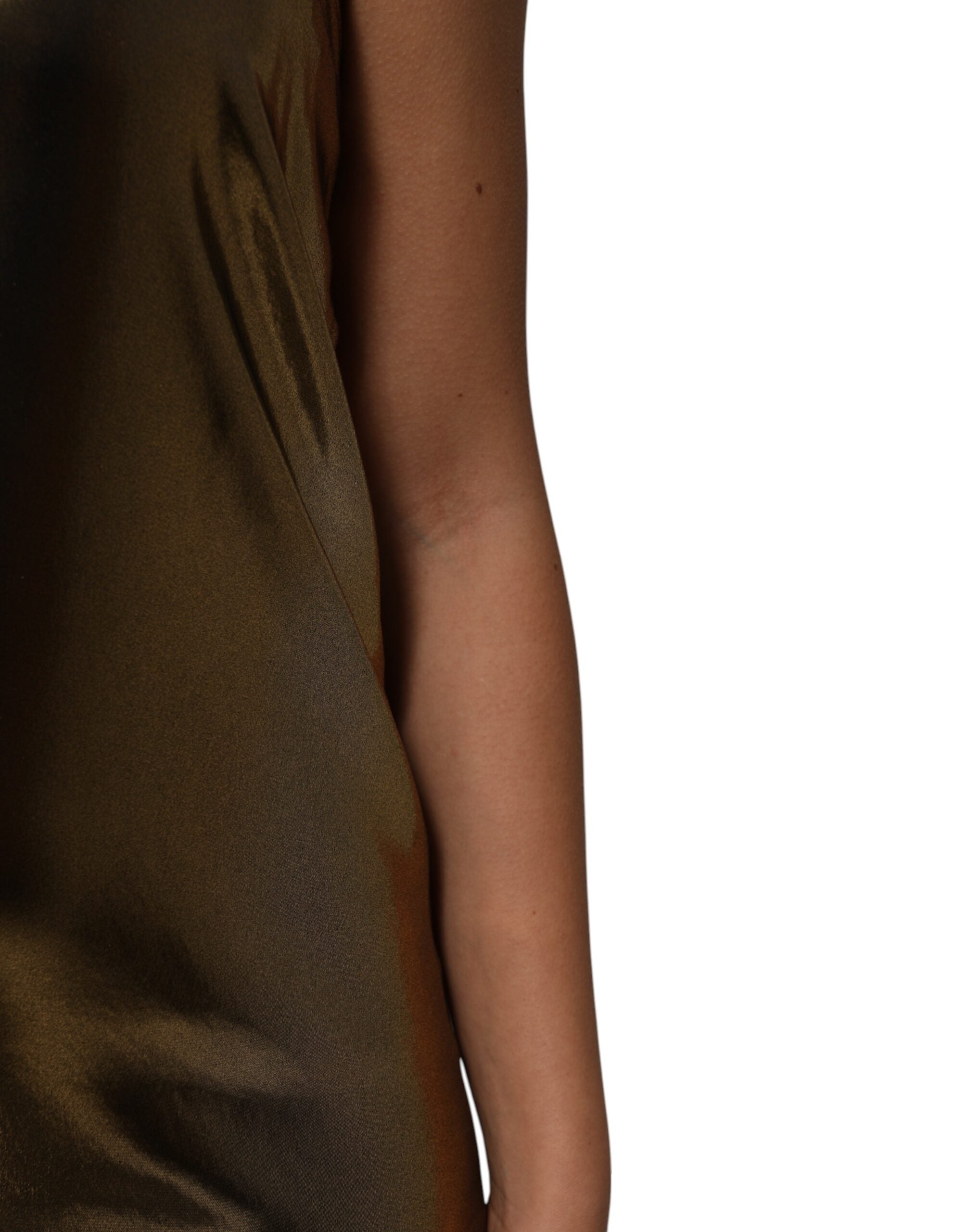 Metallic Gold Sleeveless A-line Mini Dress - ventzia