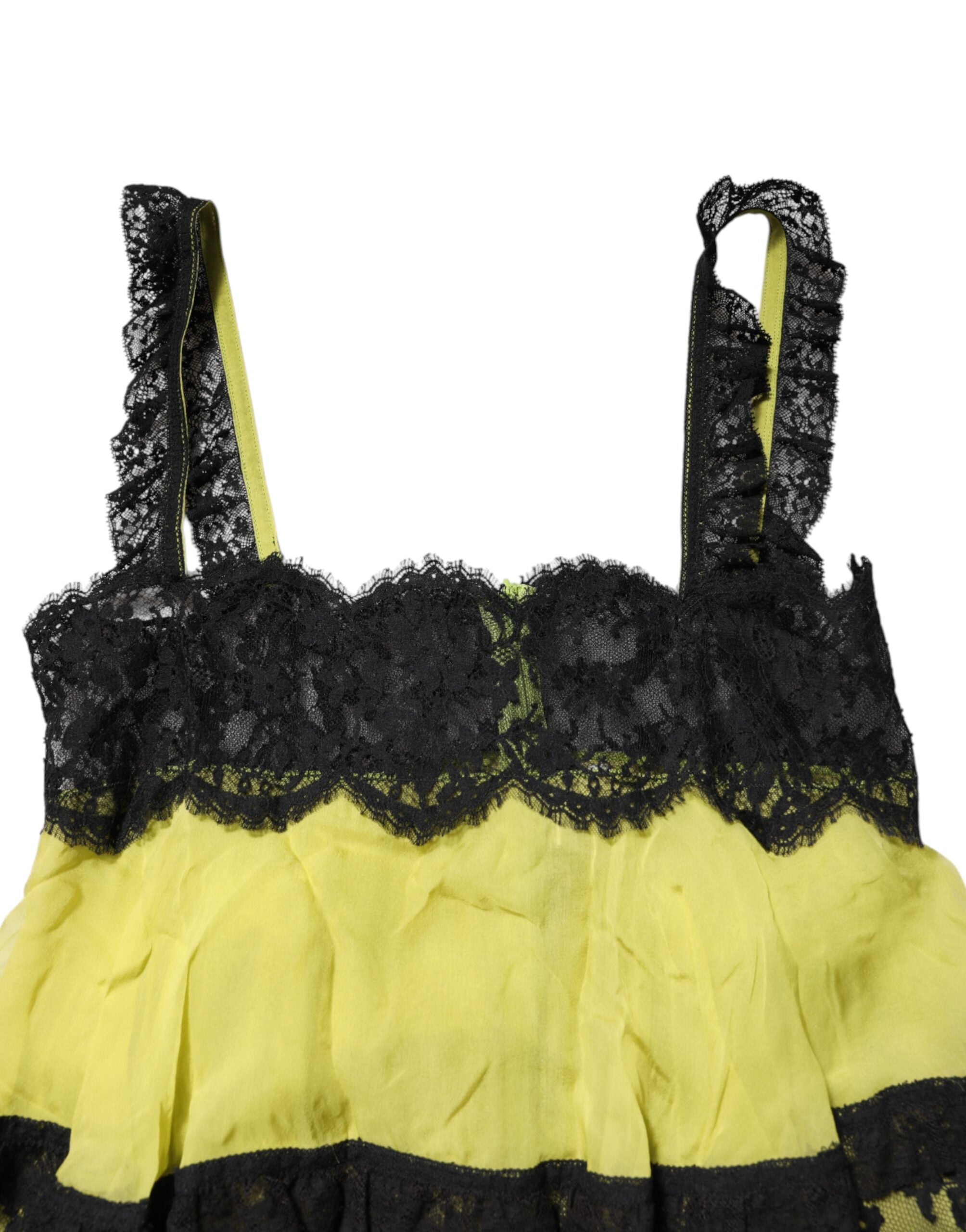 Yellow Black Babydoll Chemise Lingerie Dress - ventzia