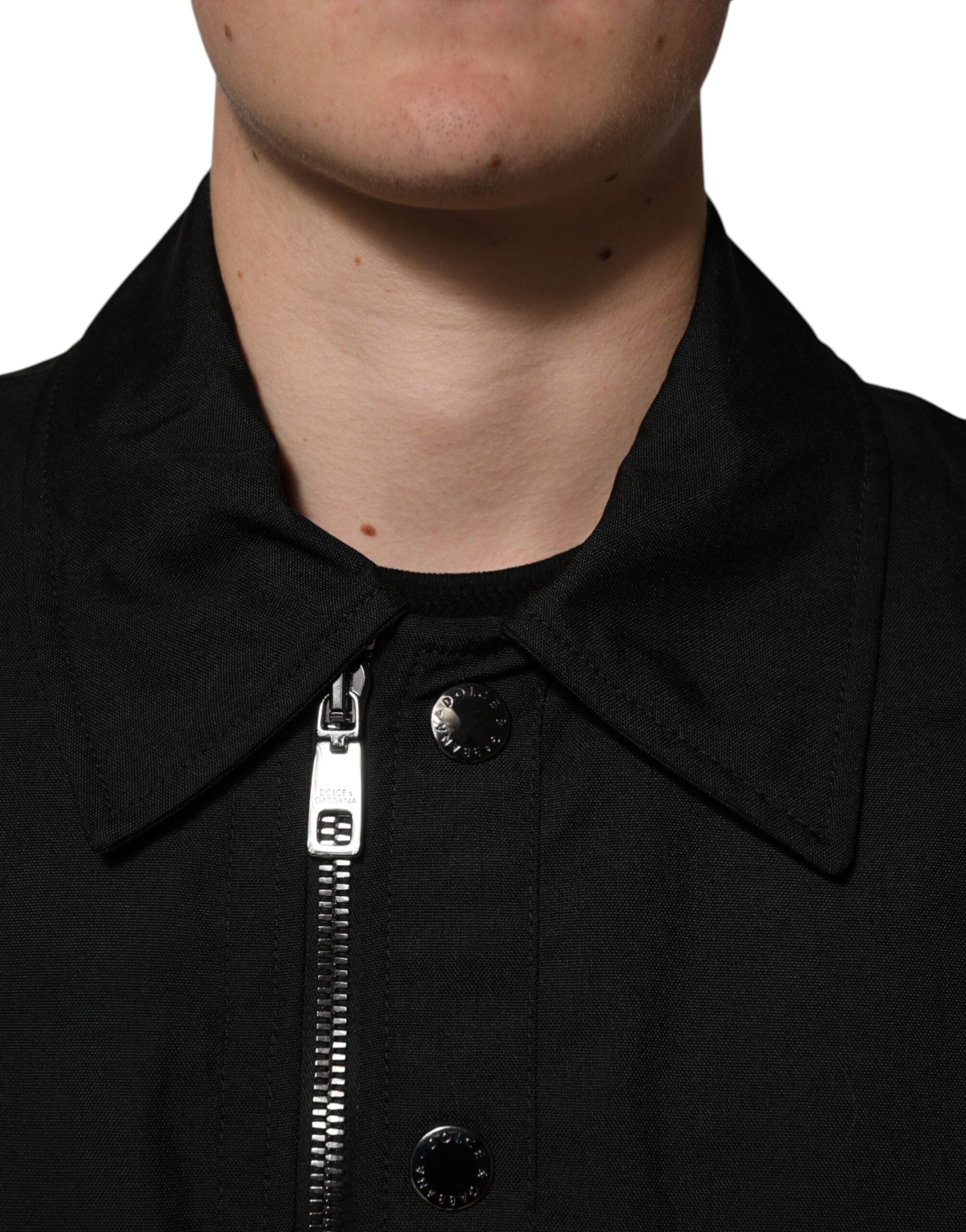 Black Patch Pocket Full Zip Bomber Jacket - ventzia