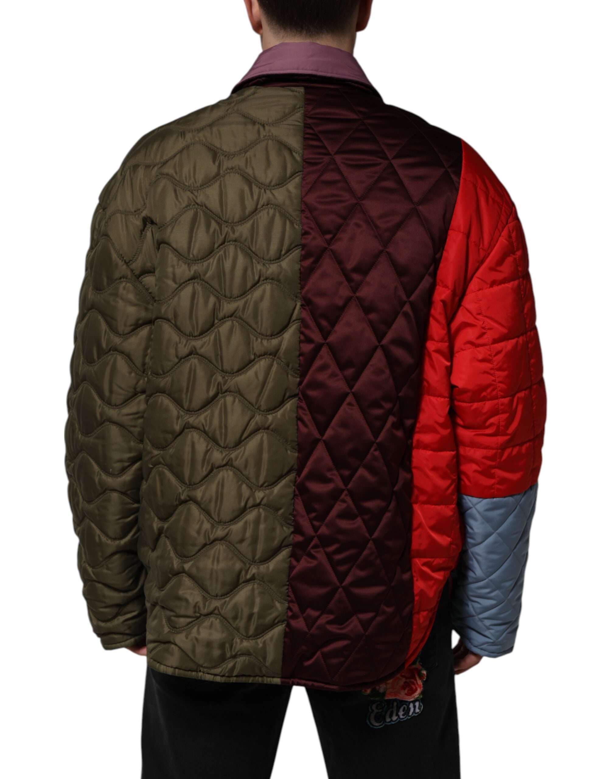 Multicolor Patchwork PolyesterQuilted Jacket - ventzia