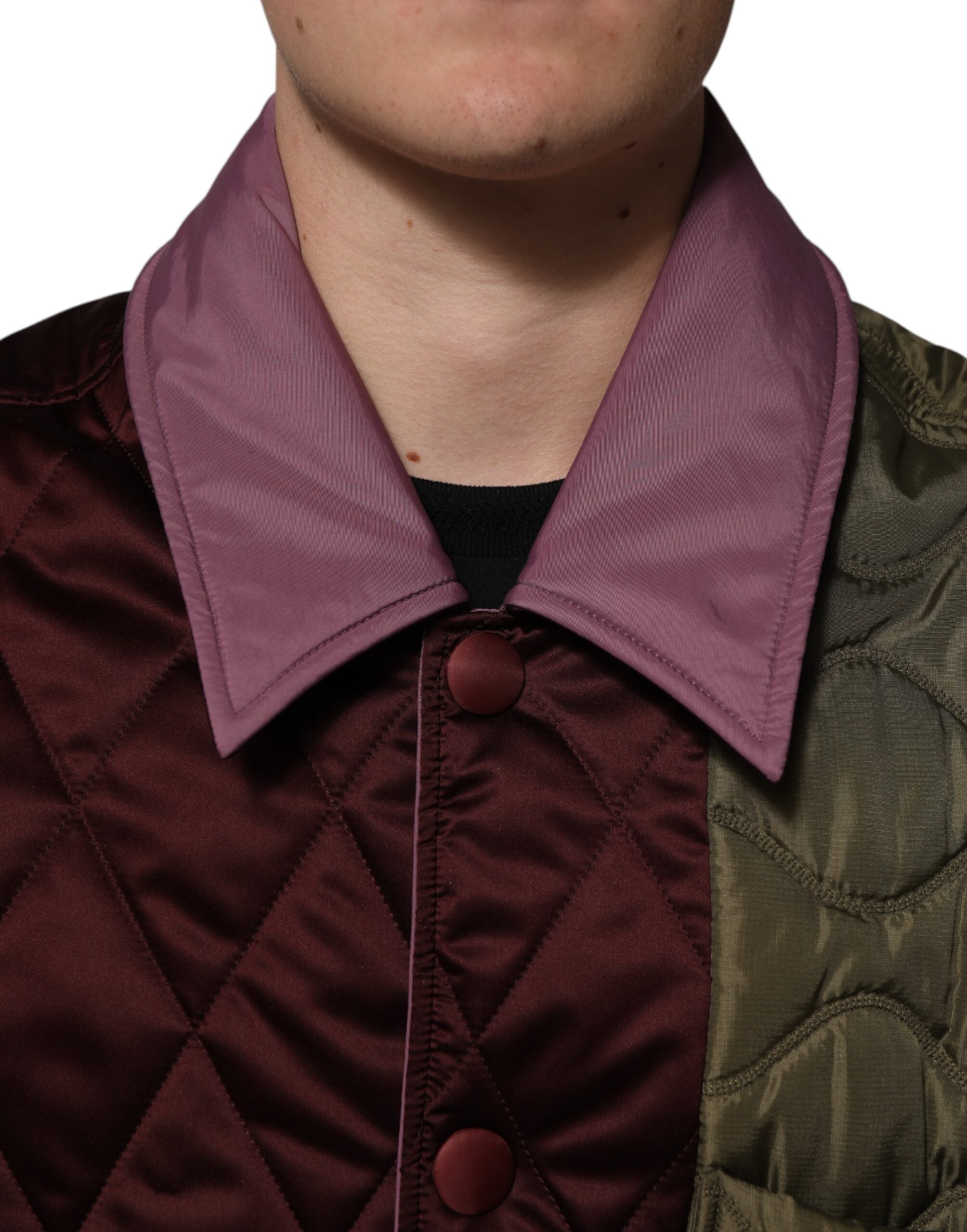 Multicolor Patchwork PolyesterQuilted Jacket - ventzia
