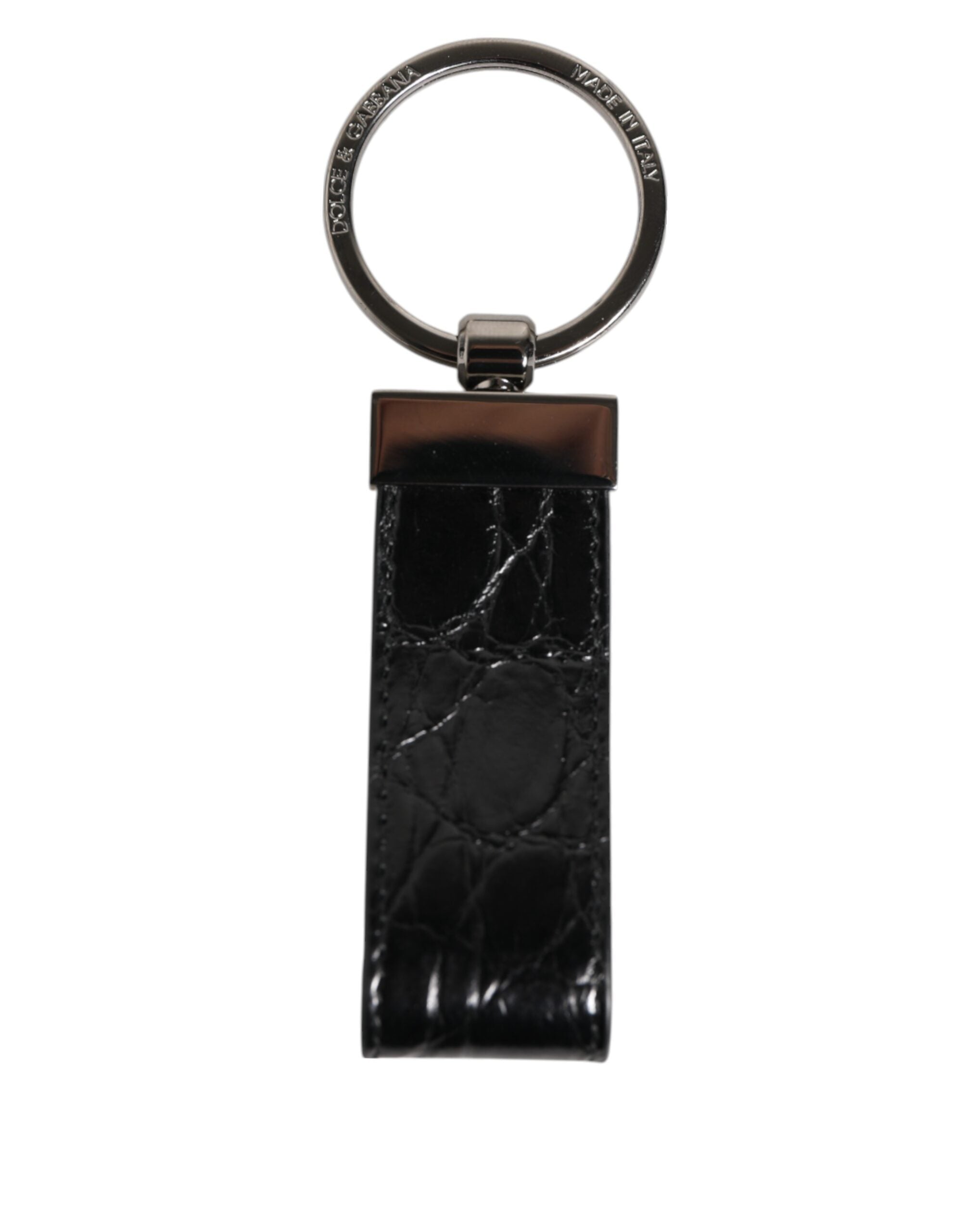 Black Leather Logo Metal Ring Keychain Holder Men Keyring - ventzia