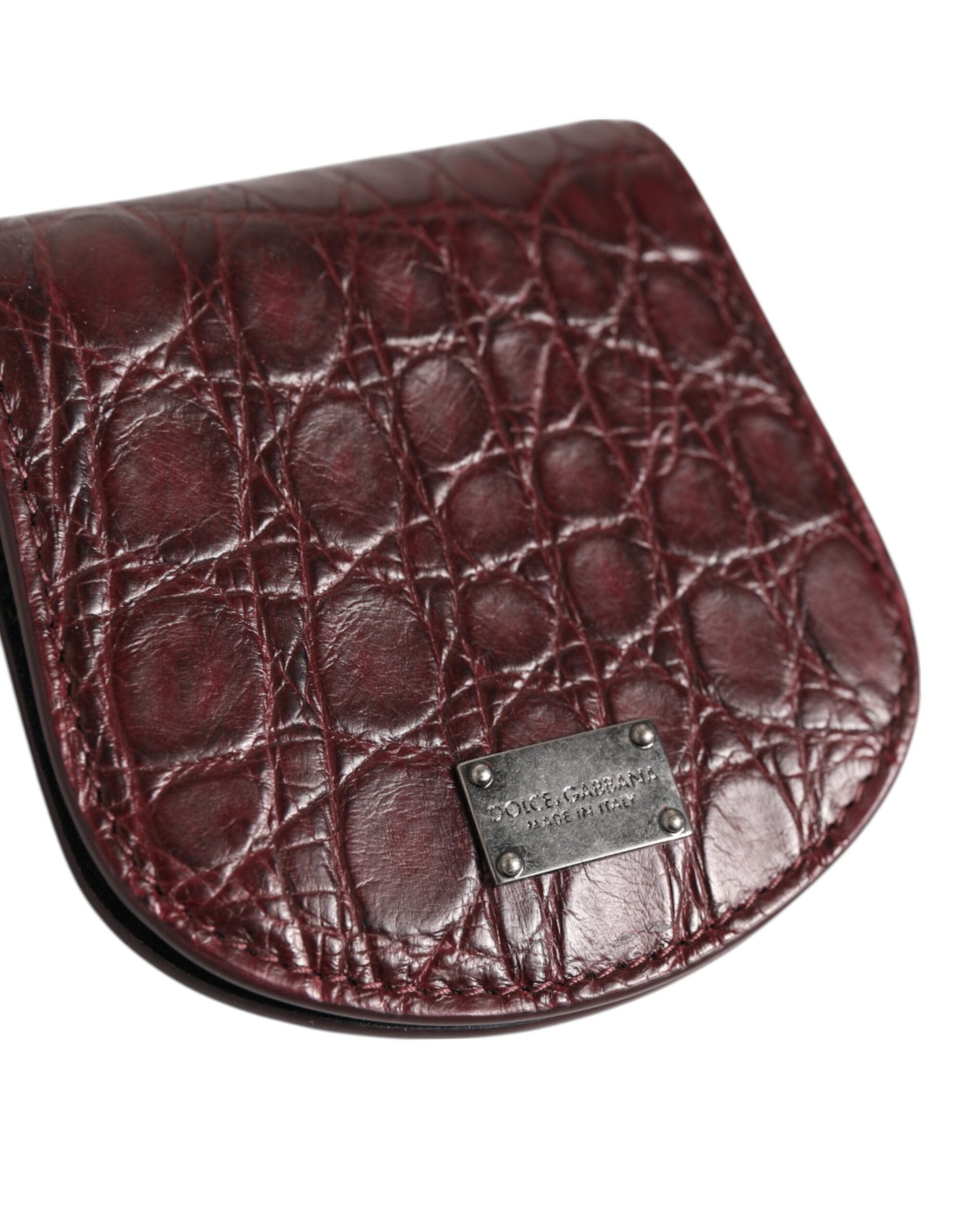 Burgundy Exotic Skin Coin Condom Case Holder Pocket Wallet - ventzia