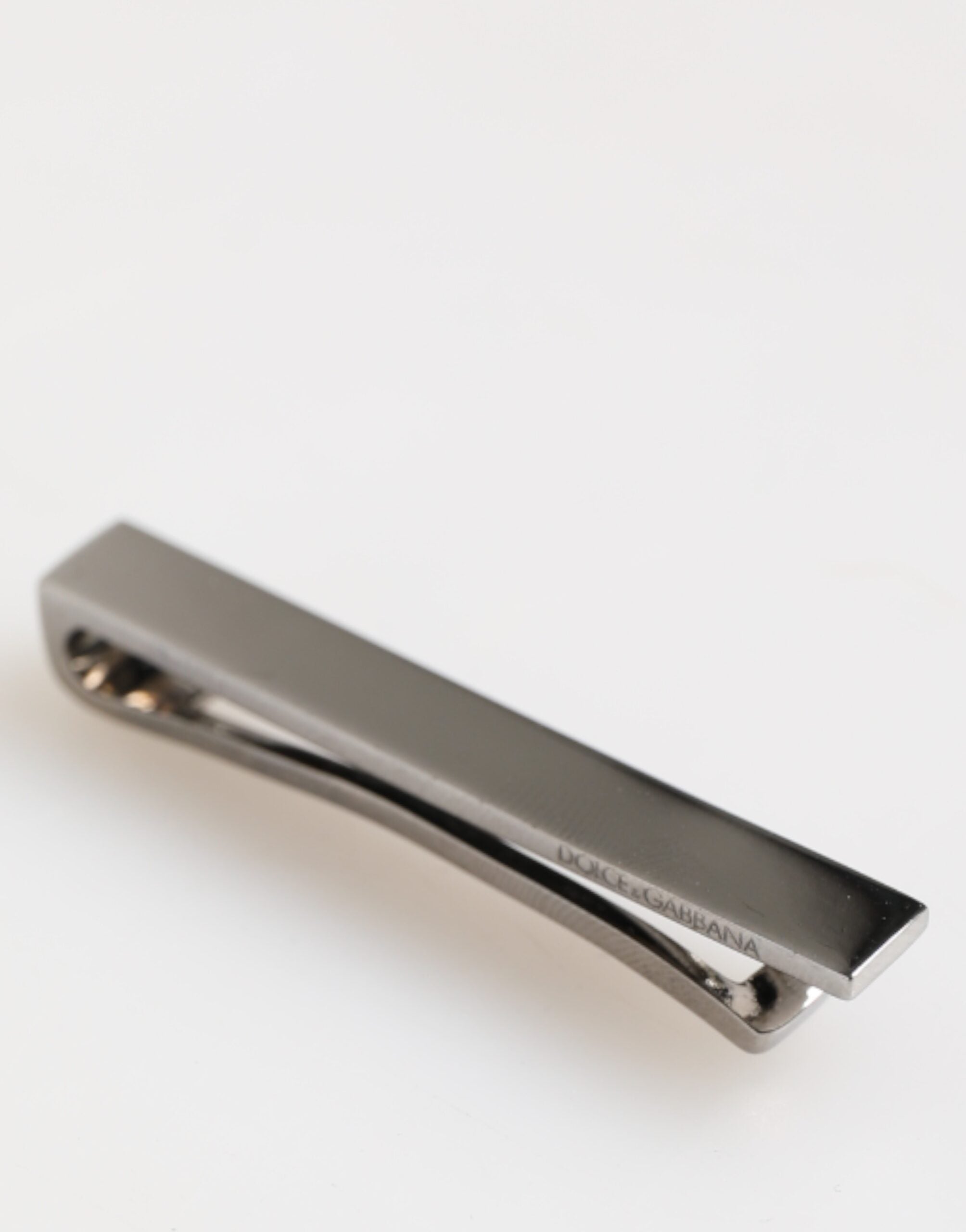 Silver Tone Brass Logo Branded Men Accessory Tie Clip Bar - ventzia