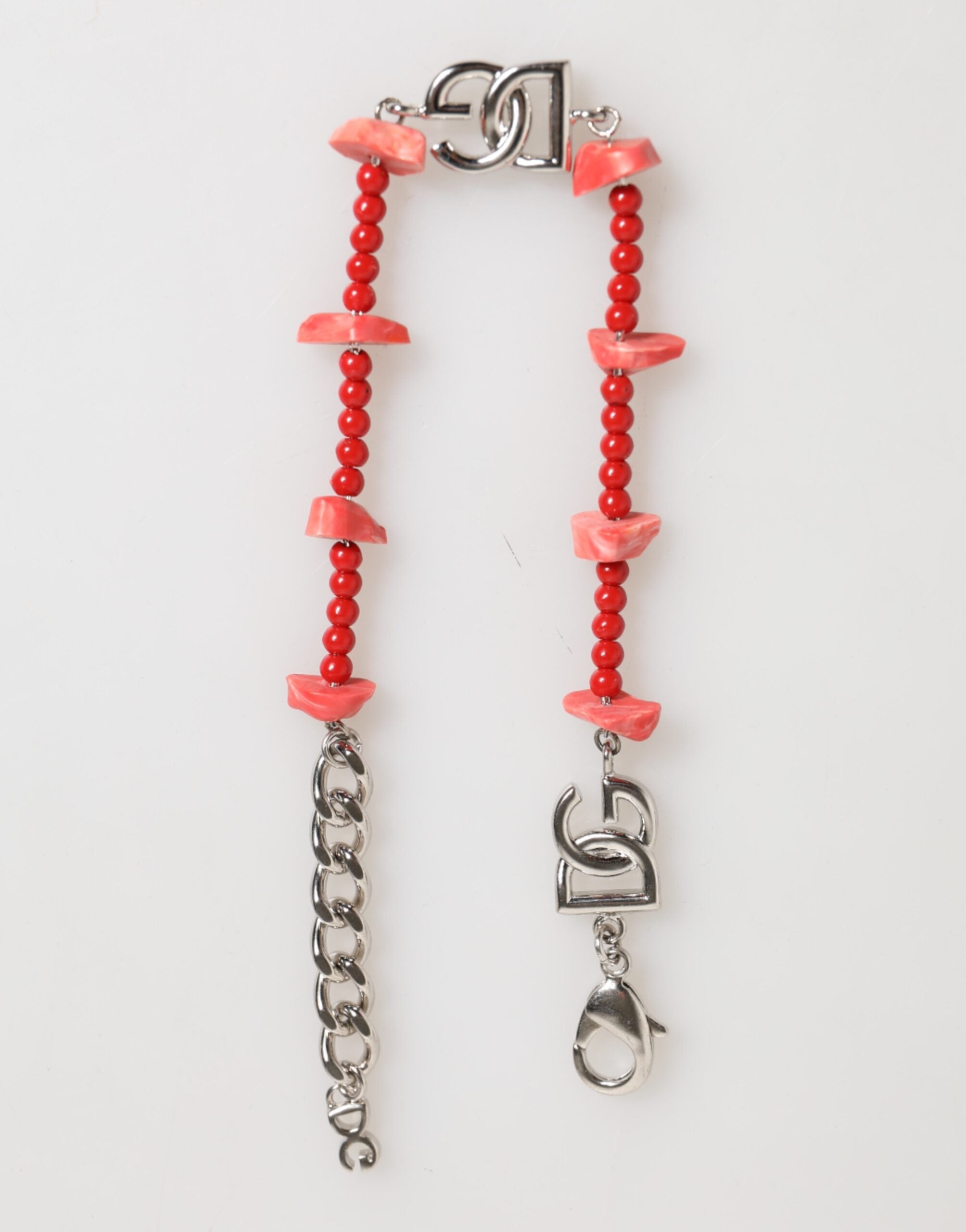 Silver Tone Brass Beaded Resin DG Logo Chain Men Bracelet - ventzia