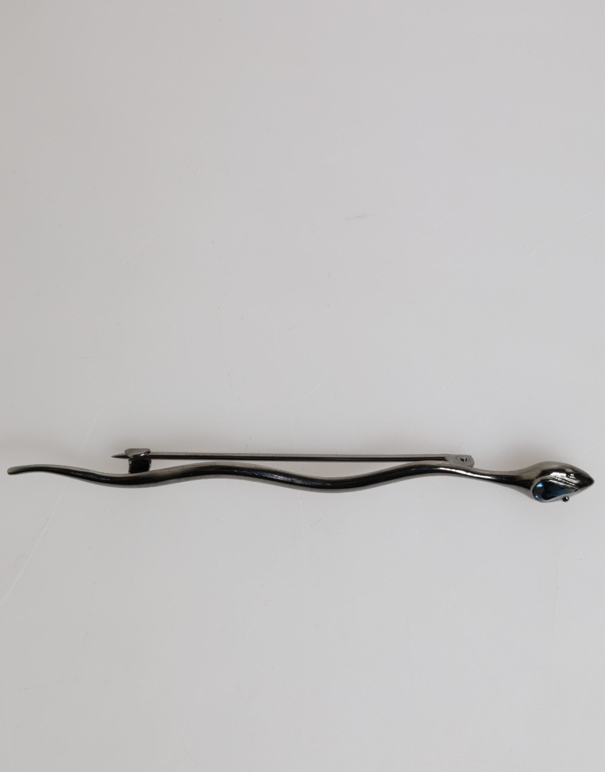 Black Brass Crystal Spilla Serpente Mens Brooch Pin - ventzia