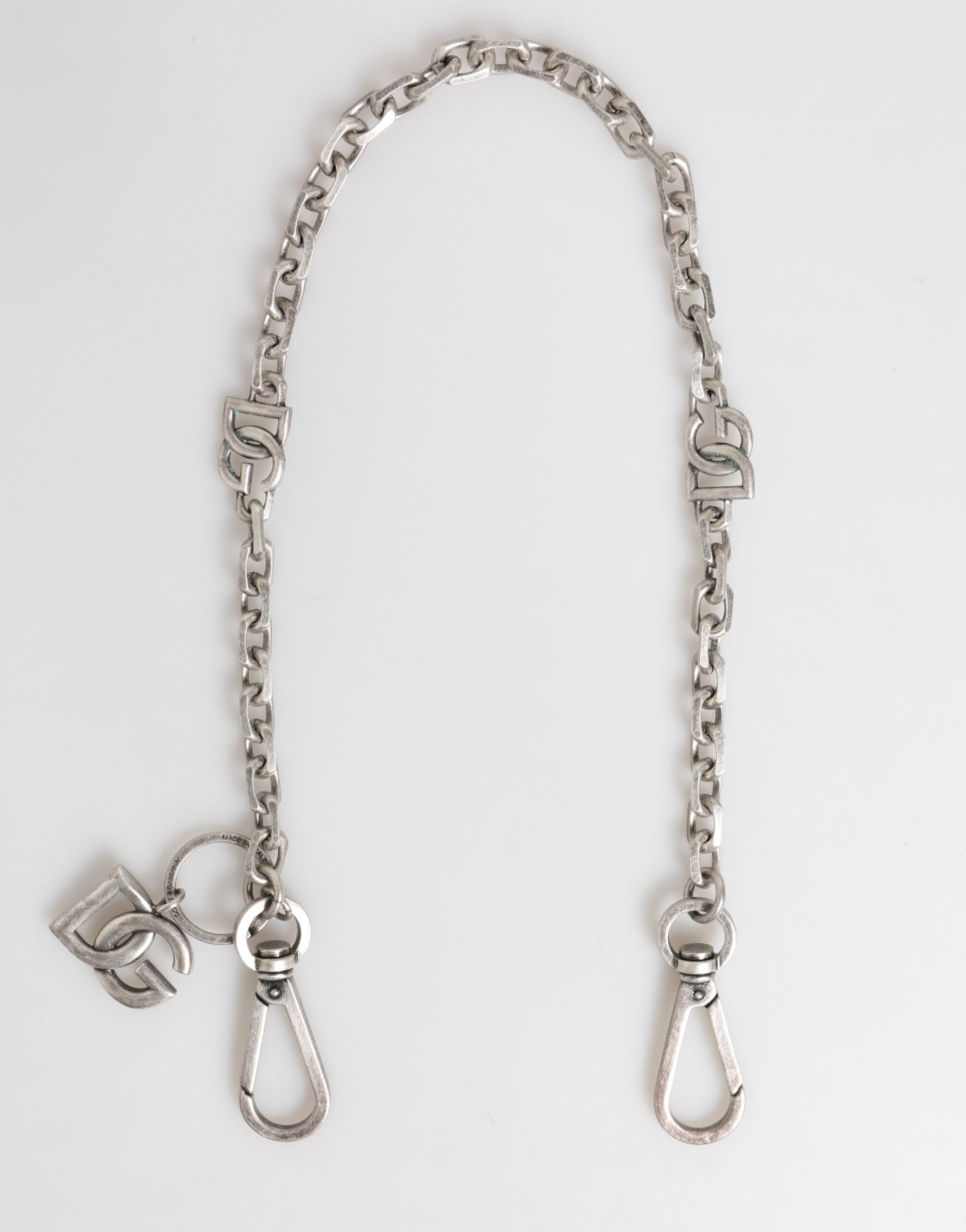 Silver Tone Brass DG Logo Detailing Chain Men Necklace - ventzia
