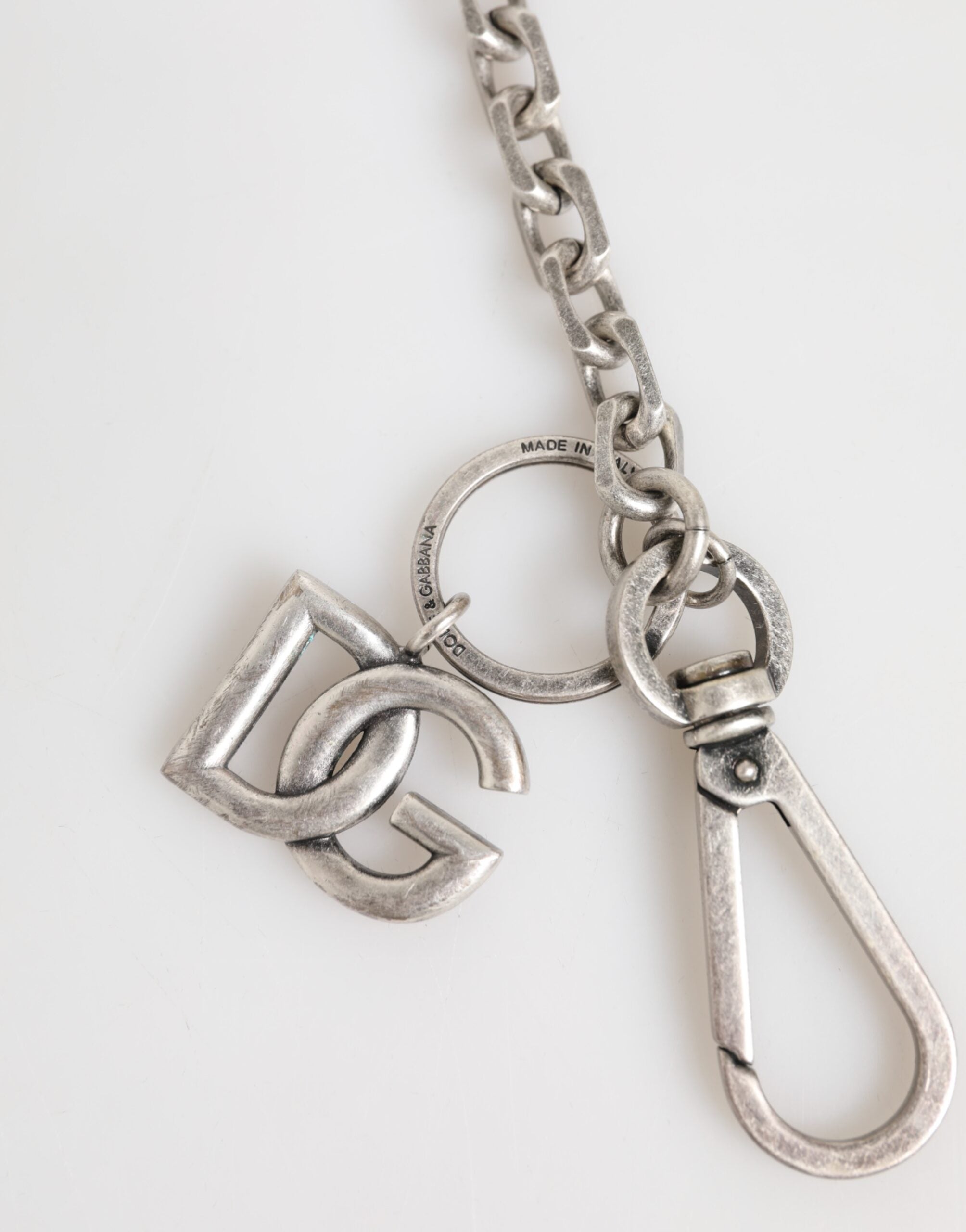 Silver Tone Brass DG Logo Detailing Chain Men Necklace - ventzia