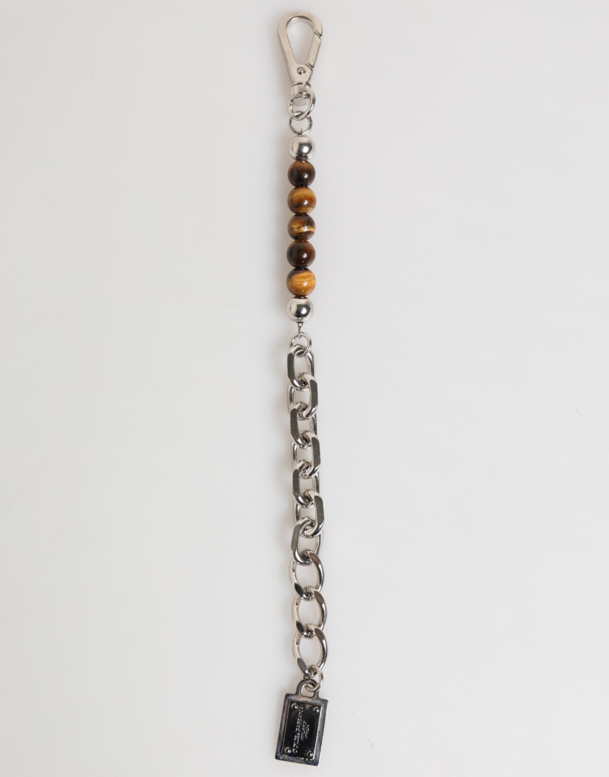 Silver Chain Brass Beaded Lobster Clasp Logo Men Bracelet - ventzia