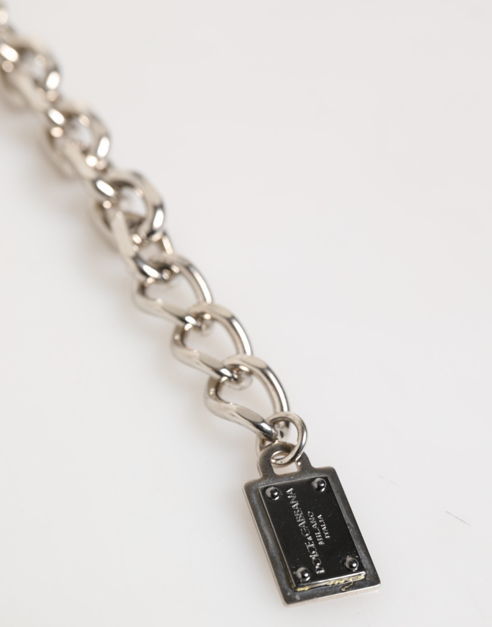 Silver Chain Brass Beaded Lobster Clasp Logo Men Bracelet - ventzia