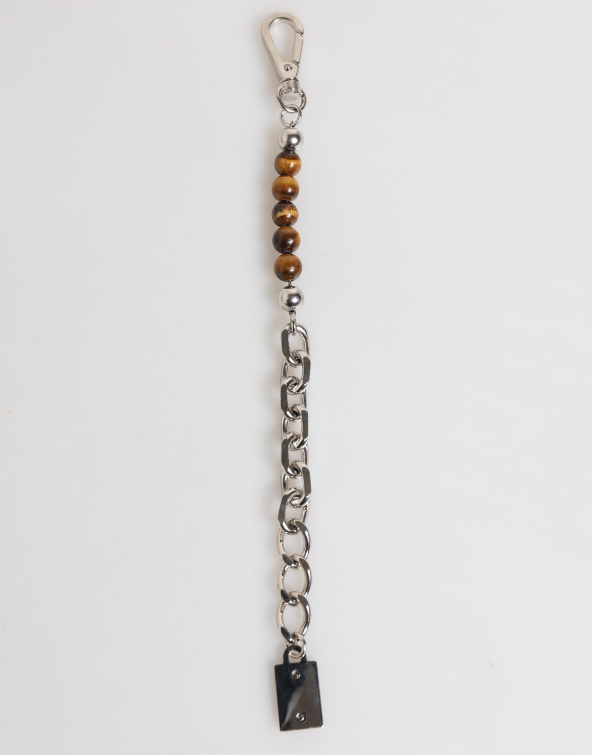 Silver Chain Brass Beaded Lobster Clasp Logo Men Bracelet - ventzia