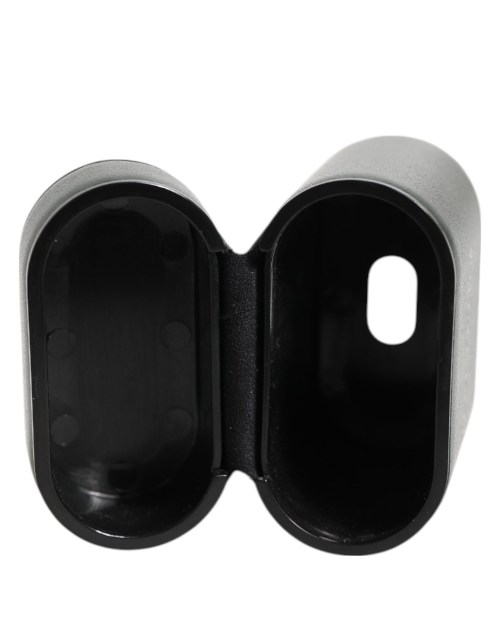 Black Leather Logo Print Flip Holder Men Airpods Case - ventzia