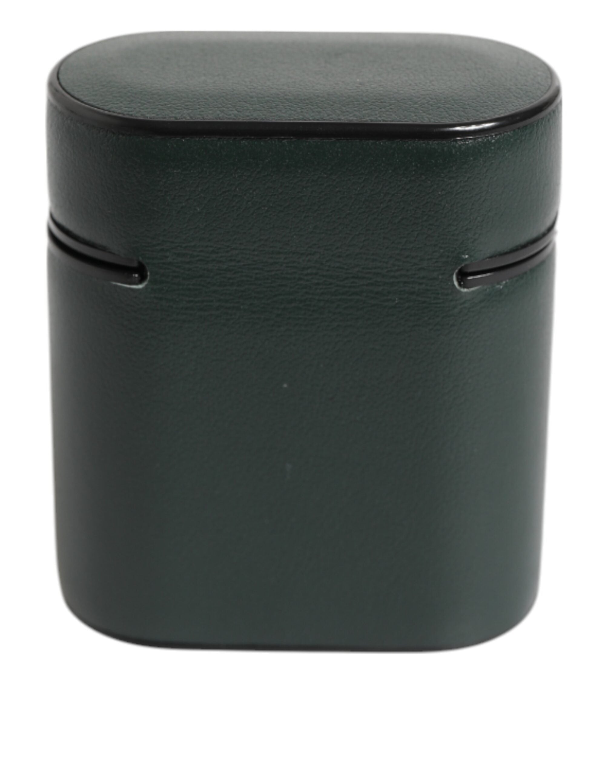 Black Leather Logo Print Flip Holder Men Airpods Case - ventzia