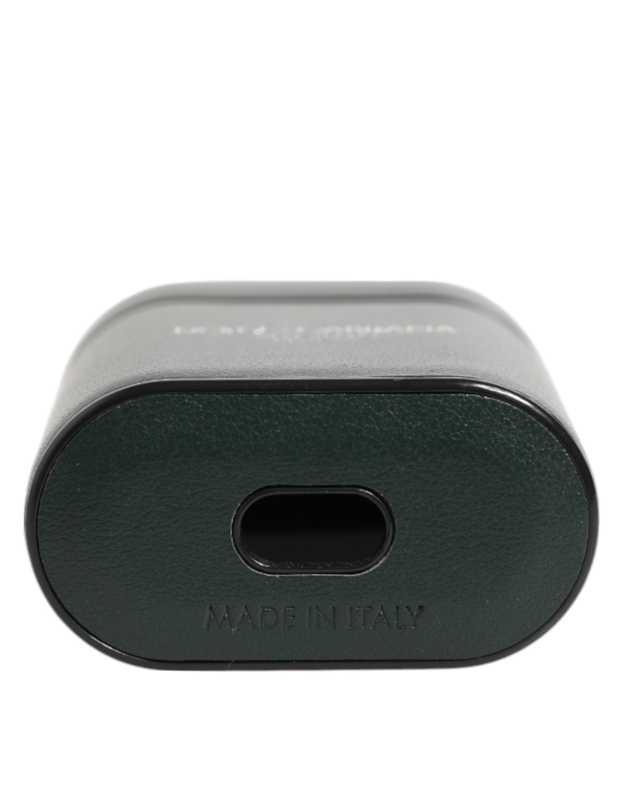 Black Leather Logo Print Flip Holder Men Airpods Case - ventzia