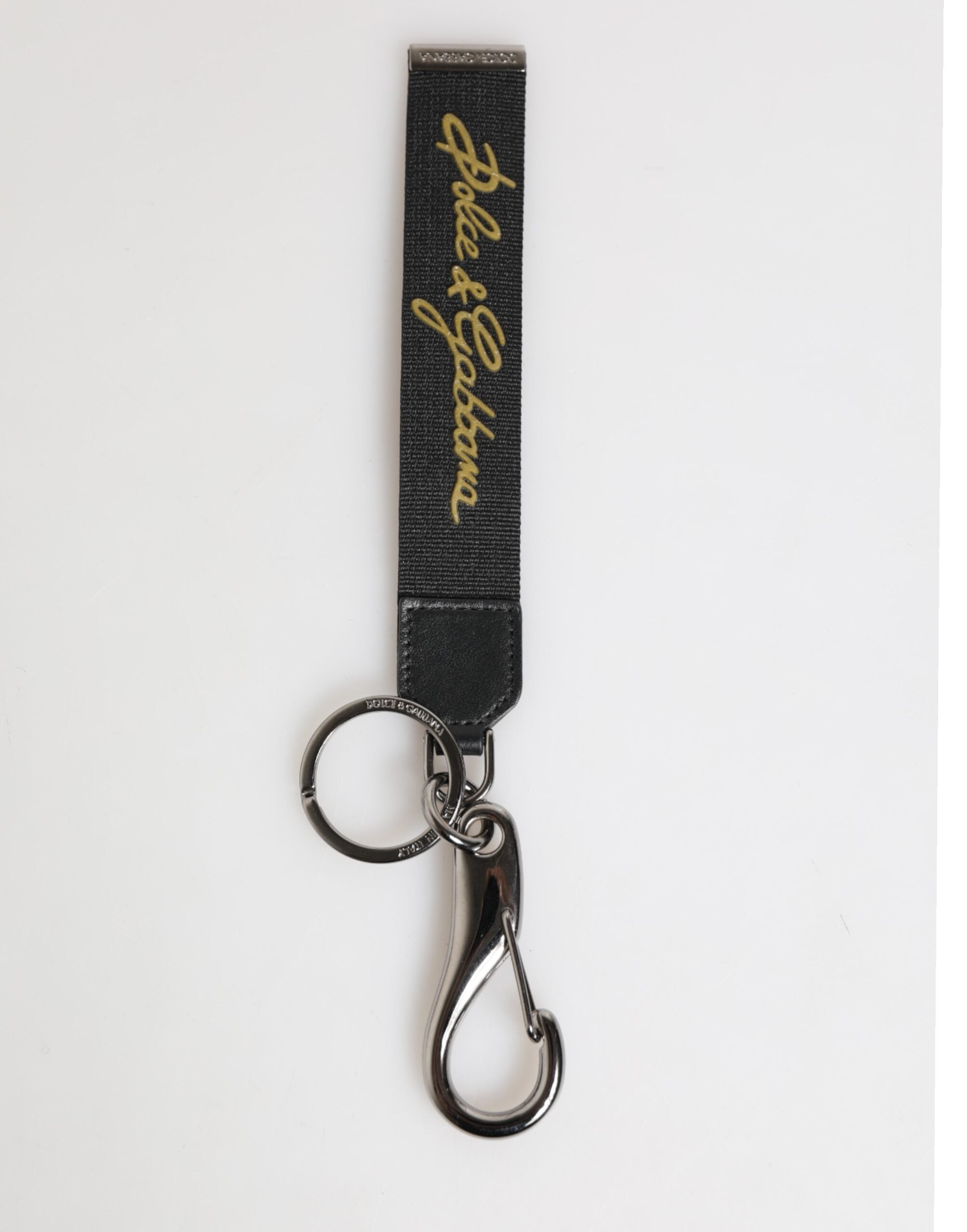 Black Yellow Polyester DG Logo Silver Keychain Keyring - ventzia