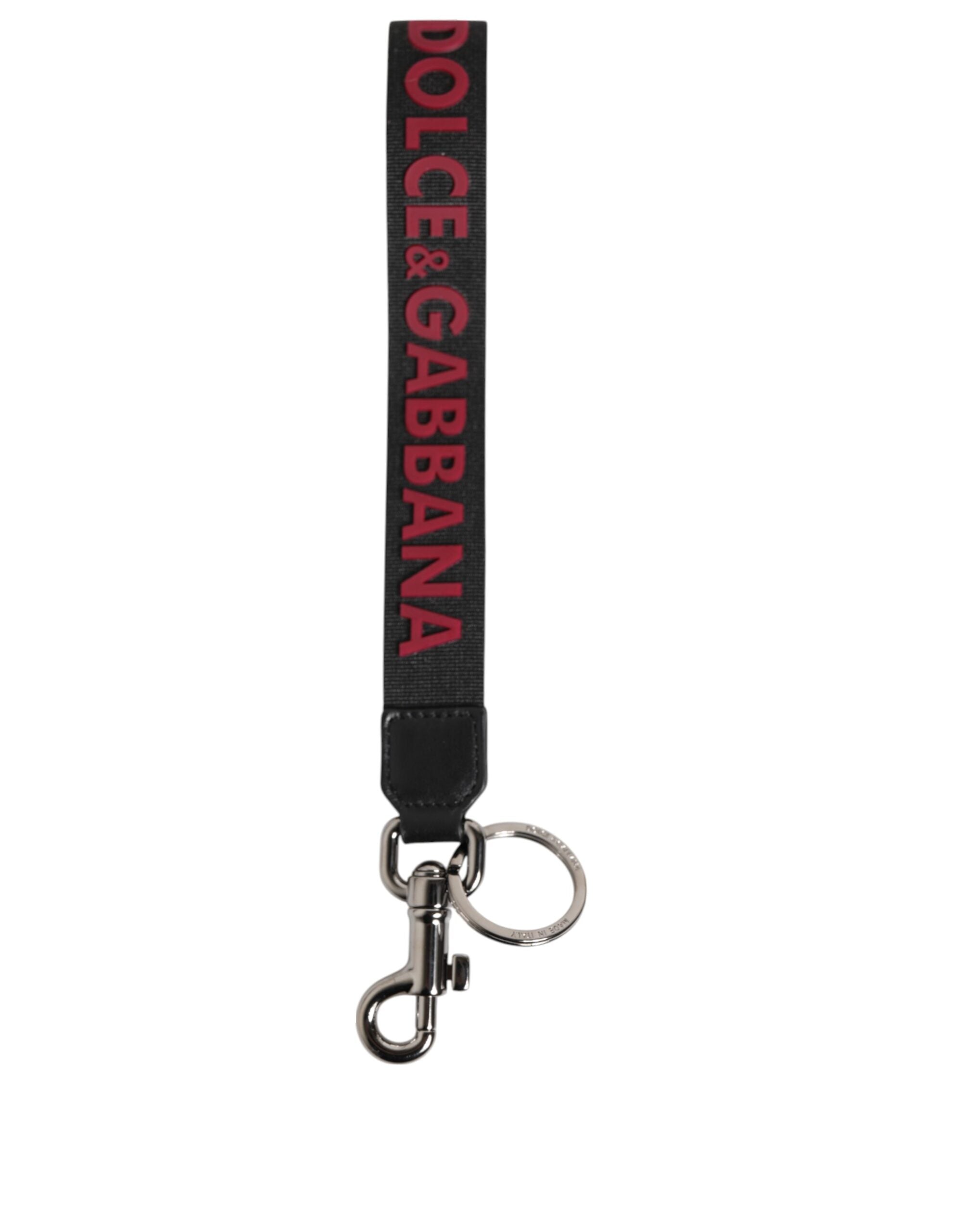 Black Red DG Logo Polyester Silver Men Keychain Keyring - ventzia
