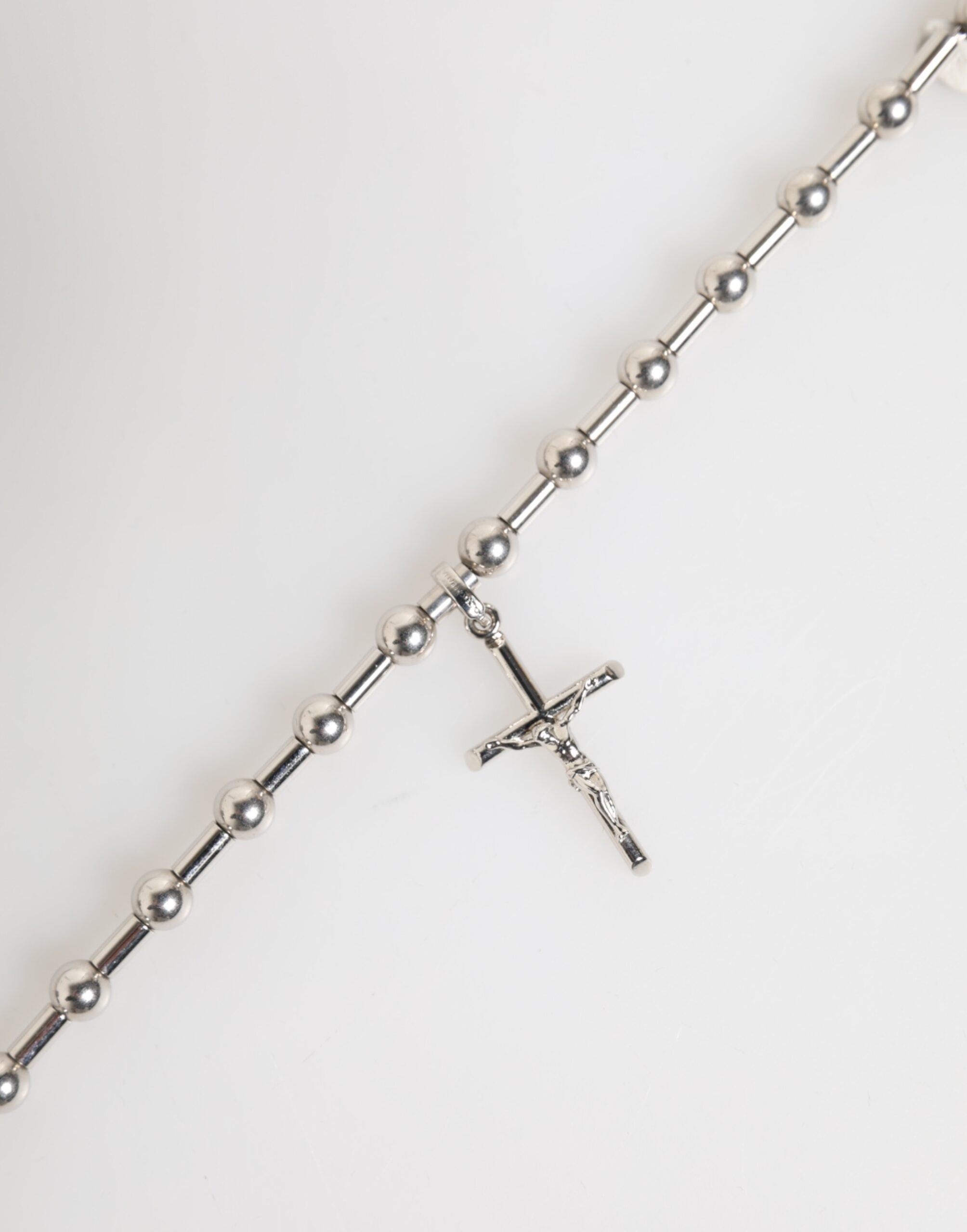Silver Tone Brass Chain Religious Cross Pendant Necklace - ventzia
