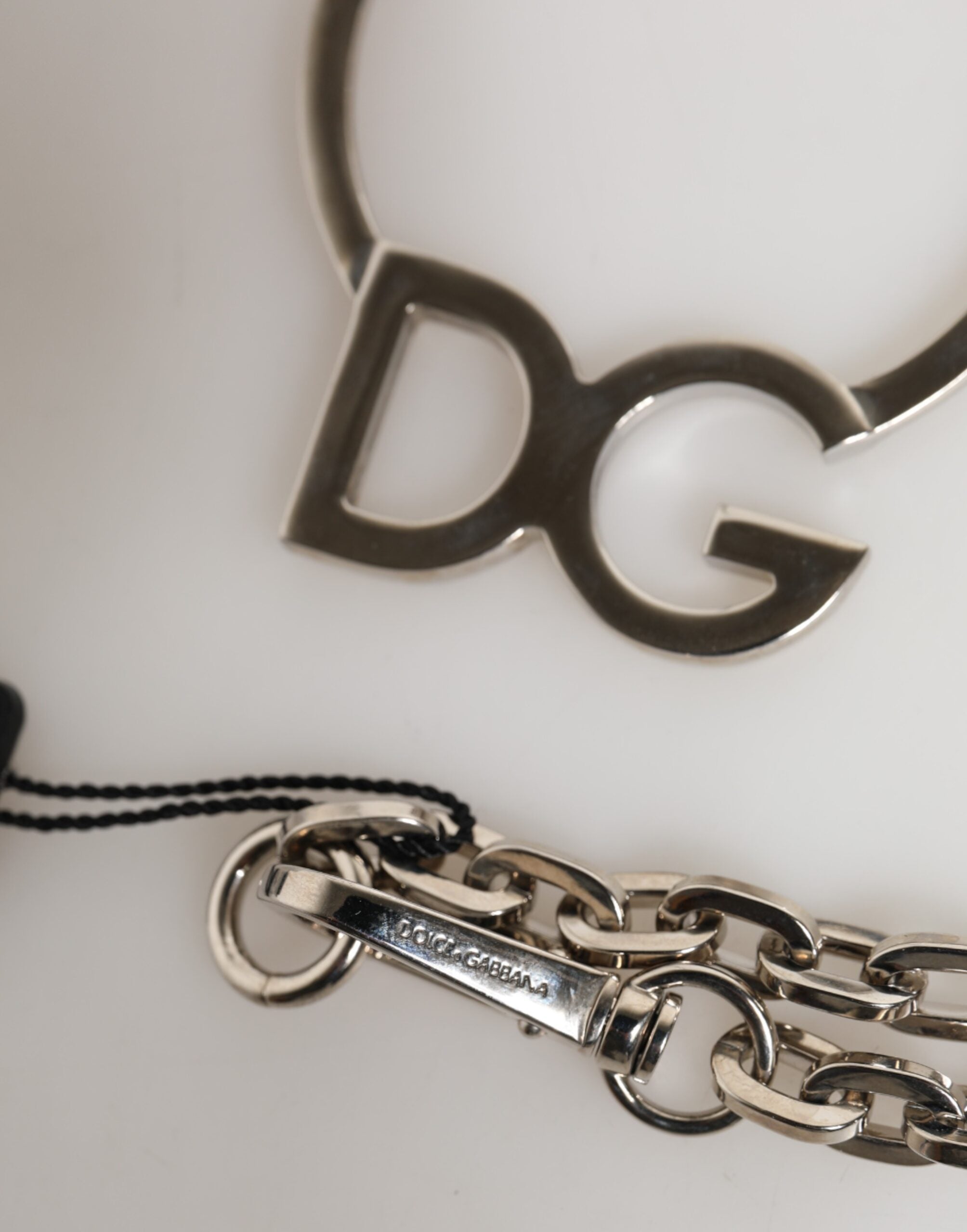 Silver Tone Brass Chain DG Logo Pendant Men Necklace - ventzia