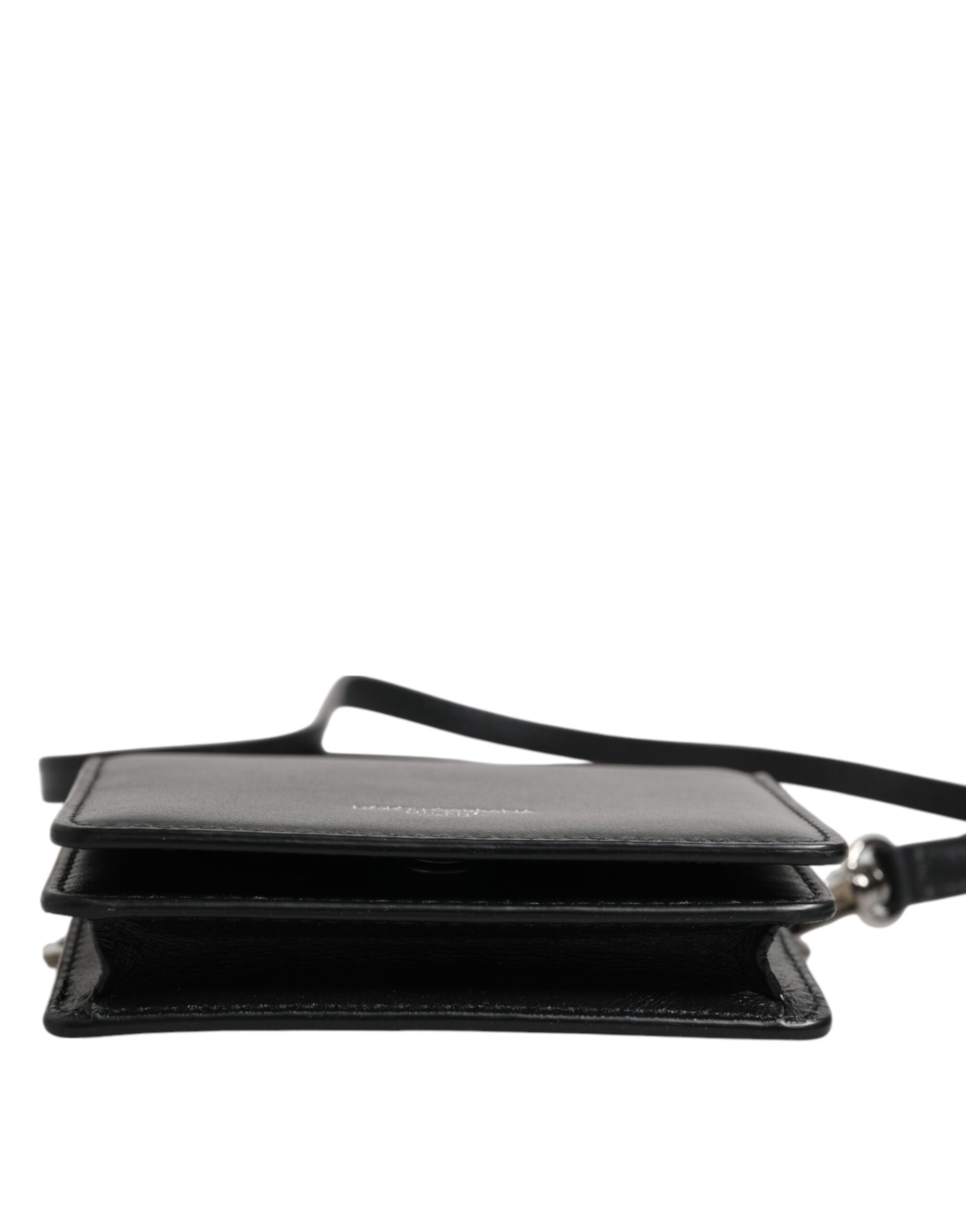Black Leather Bifold Card Holder Crossbody Men Borse Bag - ventzia