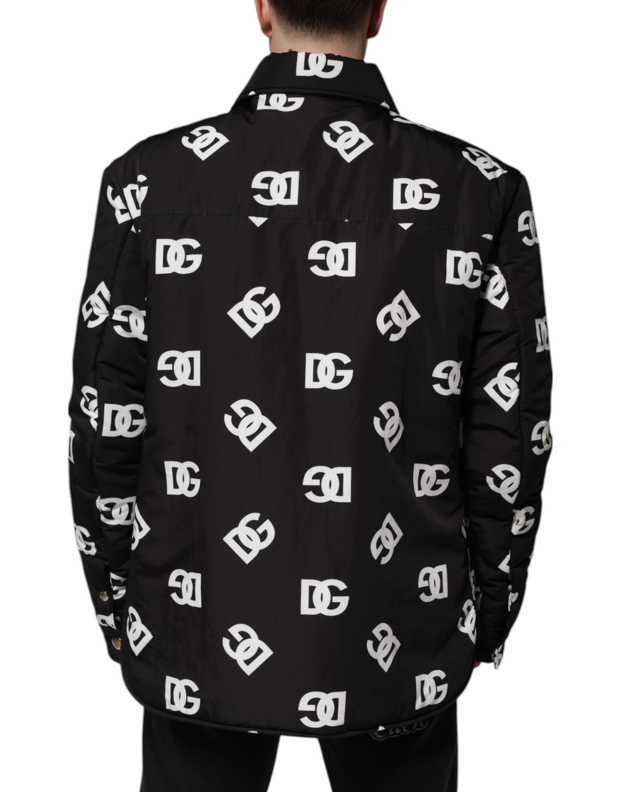 Black DG Monogram Nylon Windbreaker Jacket - ventzia