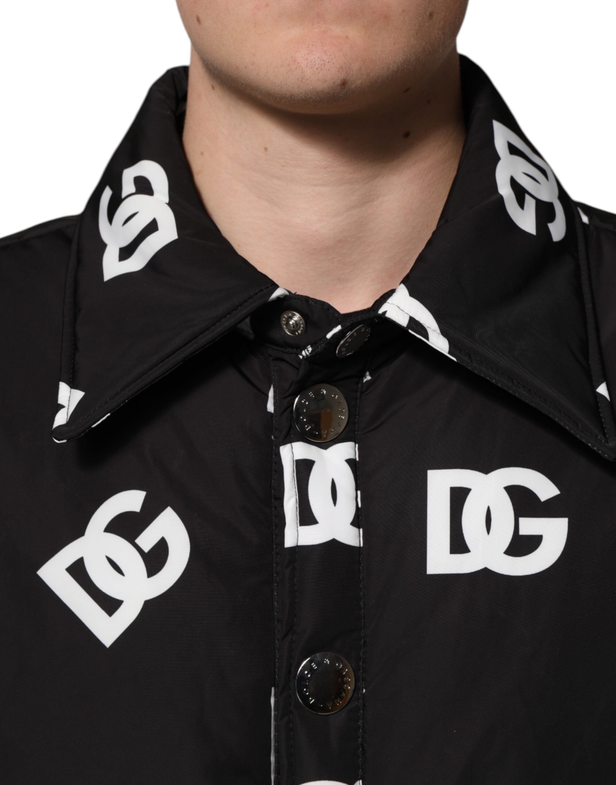 Black DG Monogram Nylon Windbreaker Jacket - ventzia