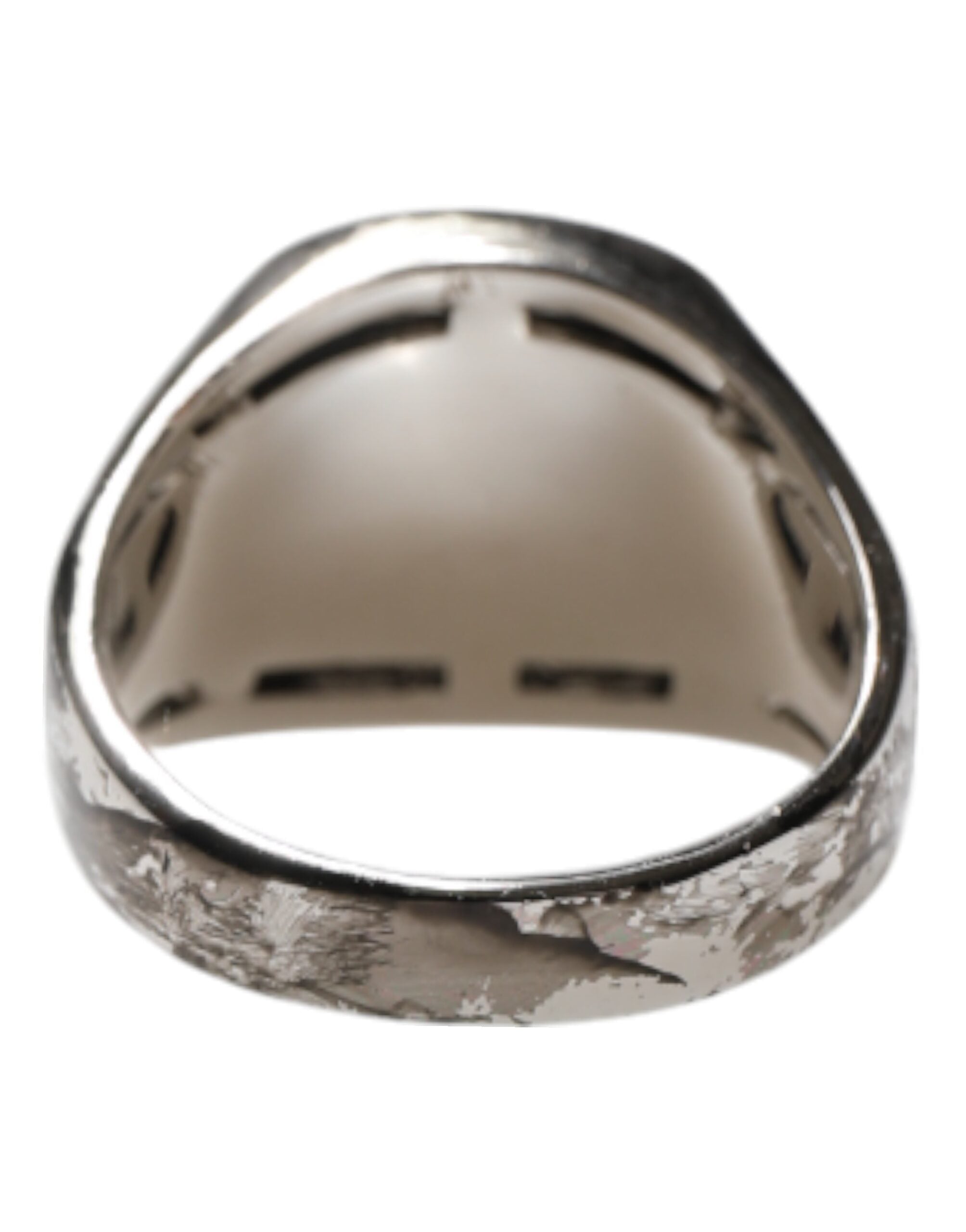 Silver Tone Engraved Two Color Real Brass Ring - ventzia