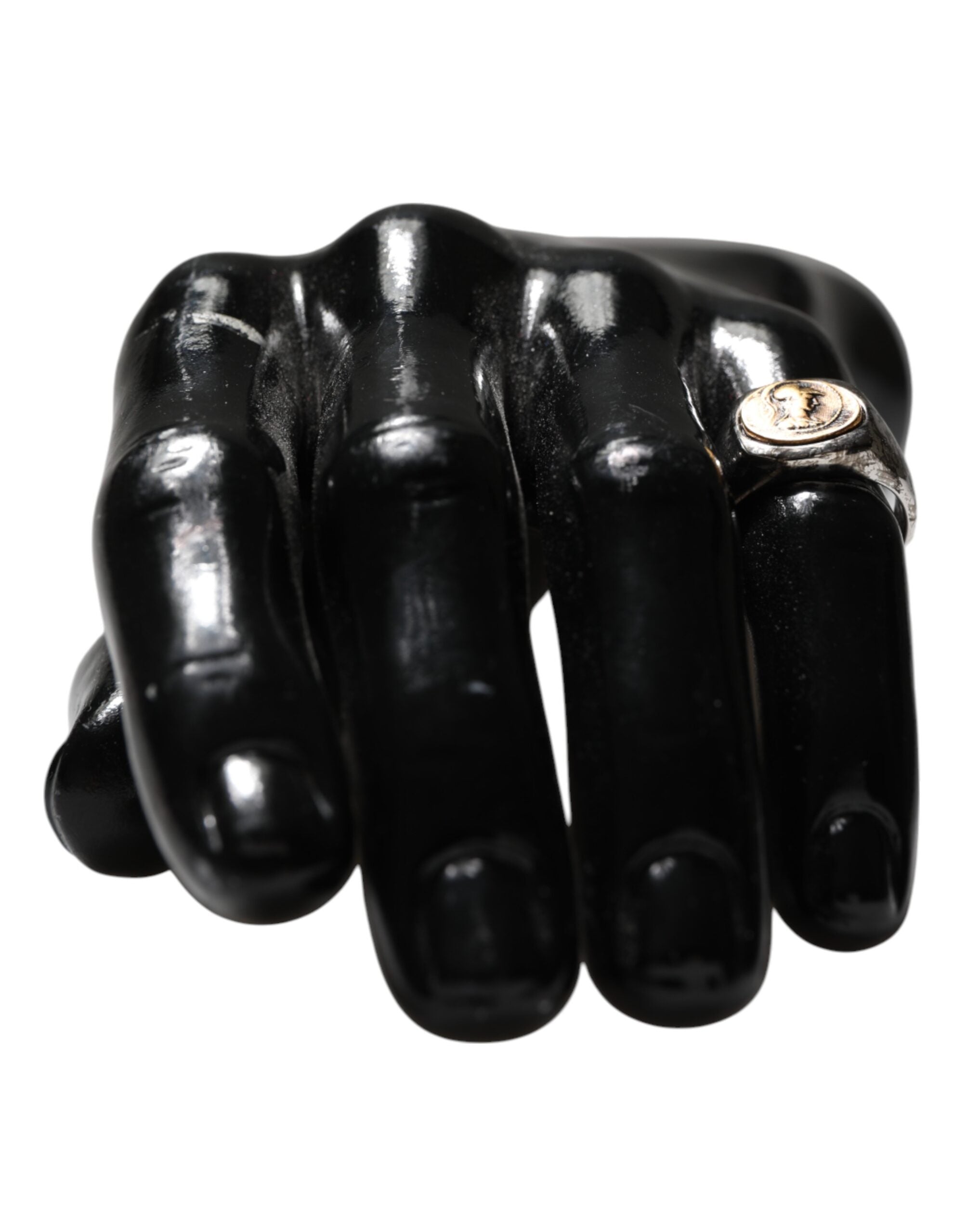 Silver Tone Engraved Two Color Real Brass Ring - ventzia