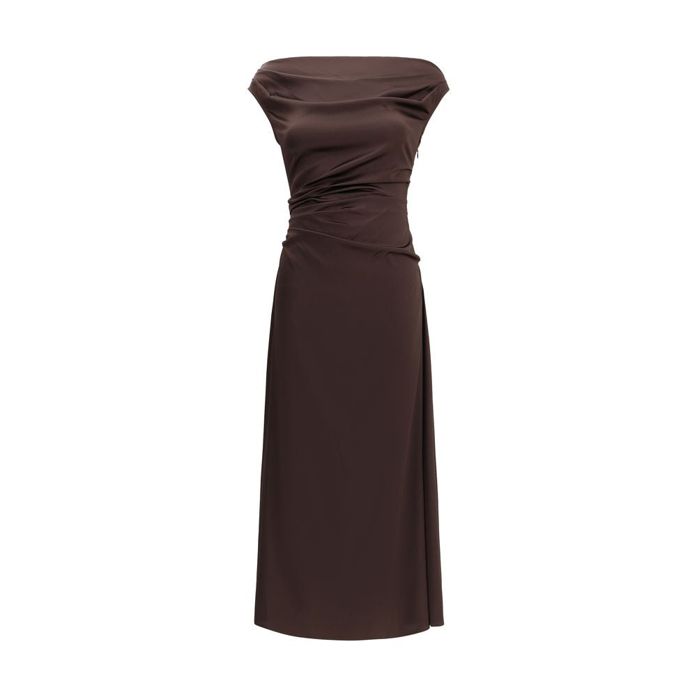 Brown Silk Cocktail Dress - ventzia