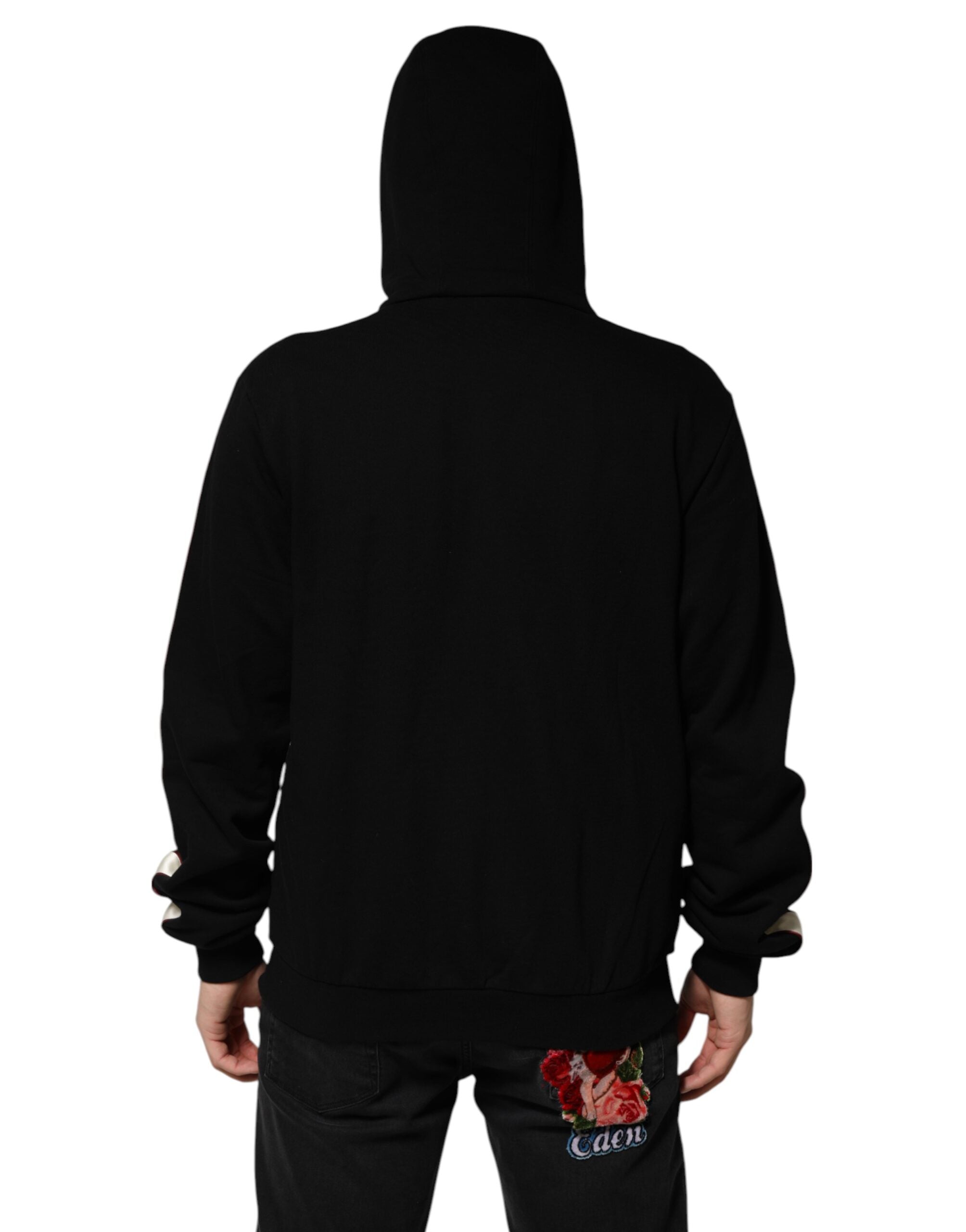 Black Cotton Plaque Track Cardigan Sweater - ventzia