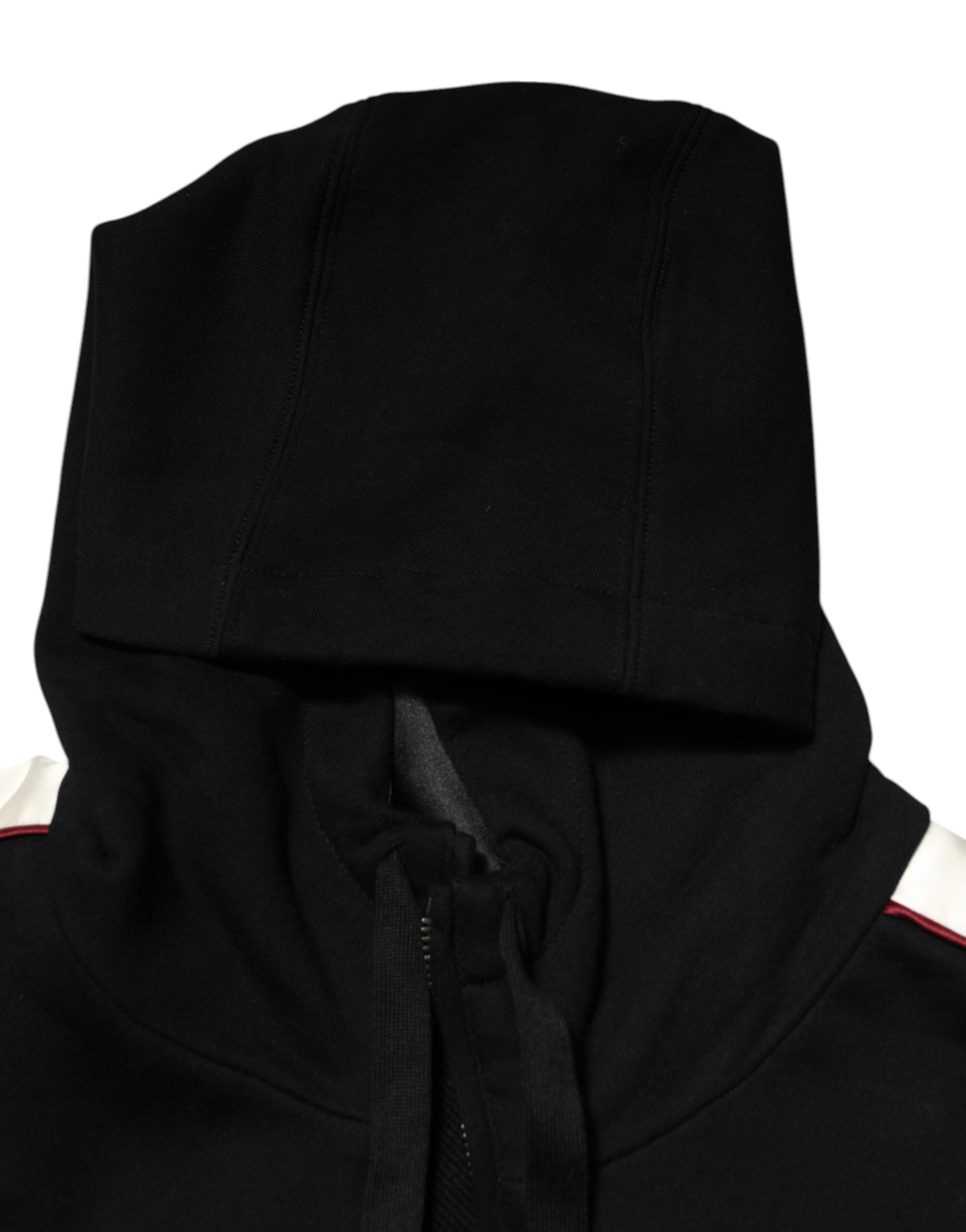 Black Cotton Plaque Track Cardigan Sweater - ventzia
