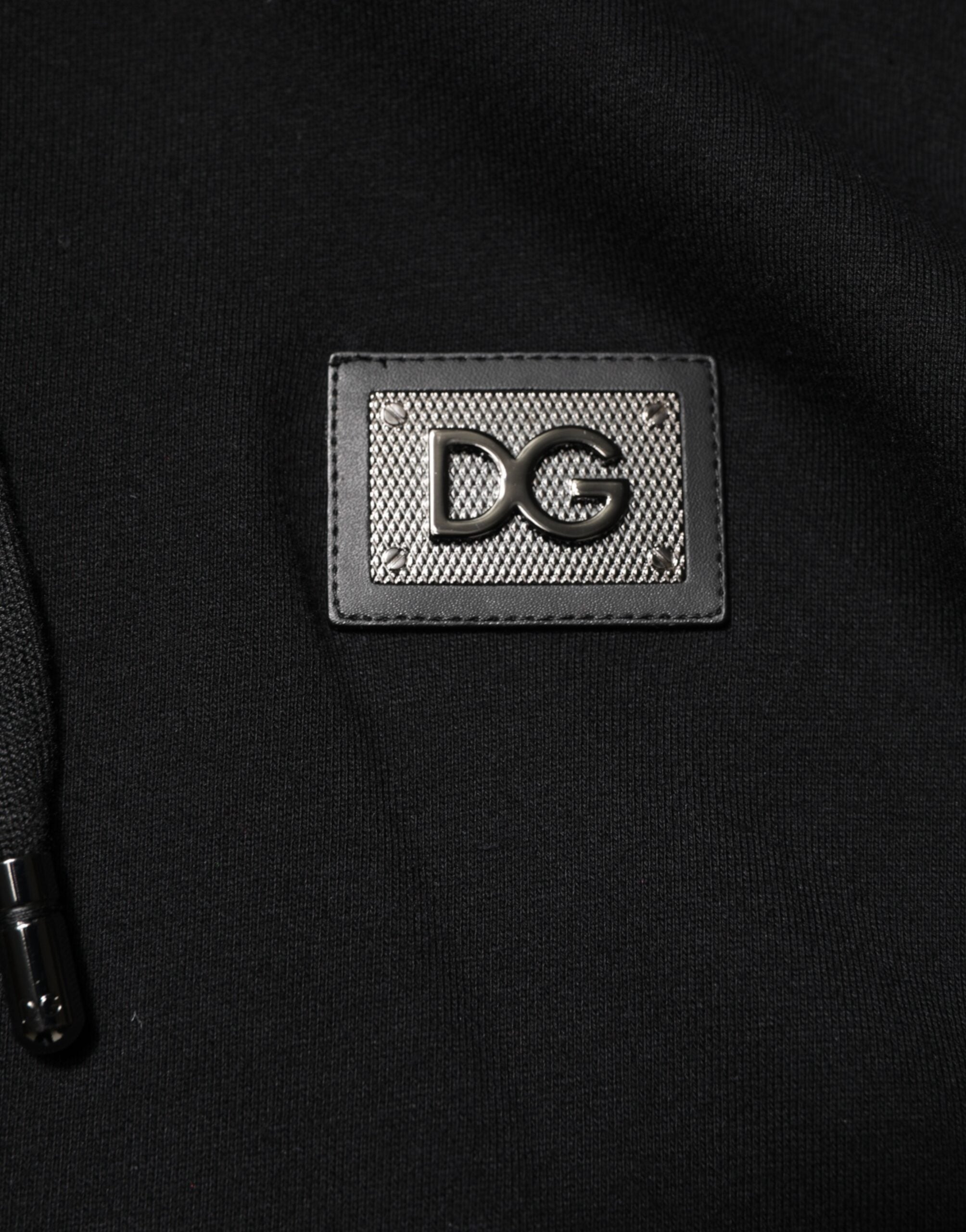 Black Cotton Plaque Track Cardigan Sweater - ventzia