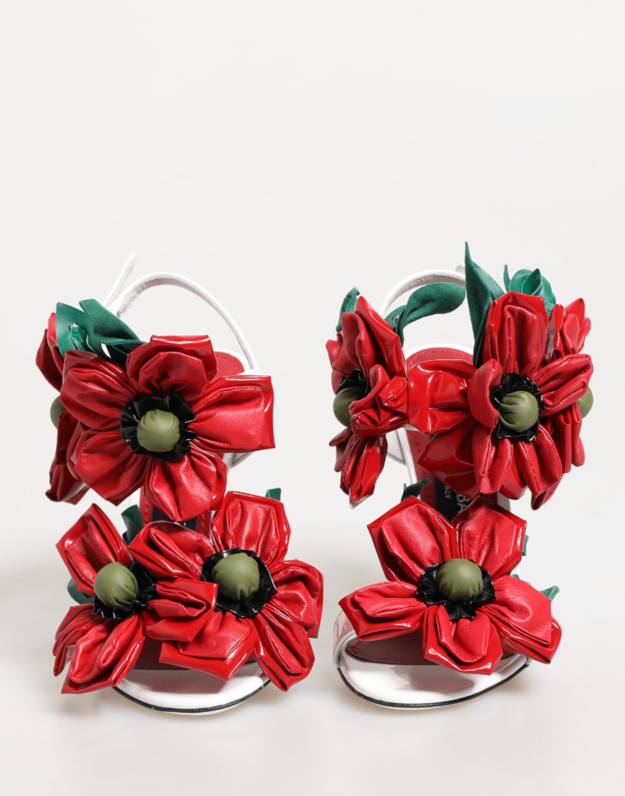 White Red Floral Detailing Sandals Shoes - ventzia
