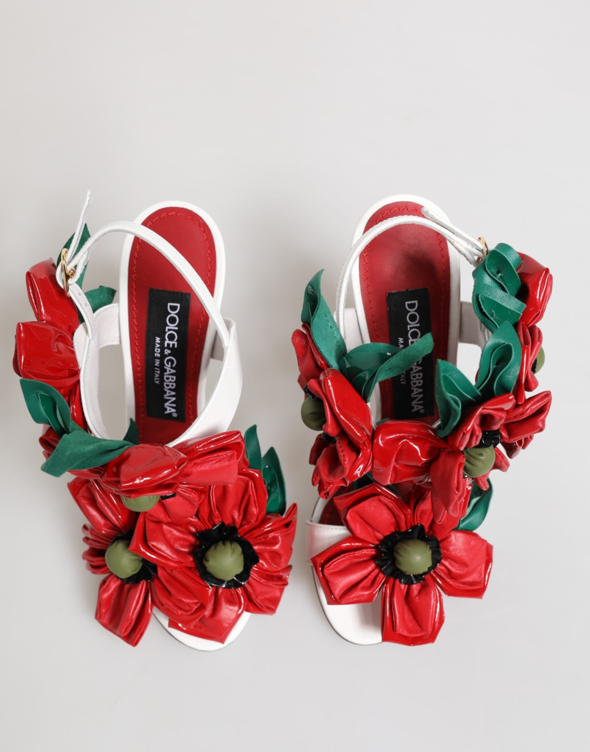 White Red Floral Detailing Sandals Shoes - ventzia